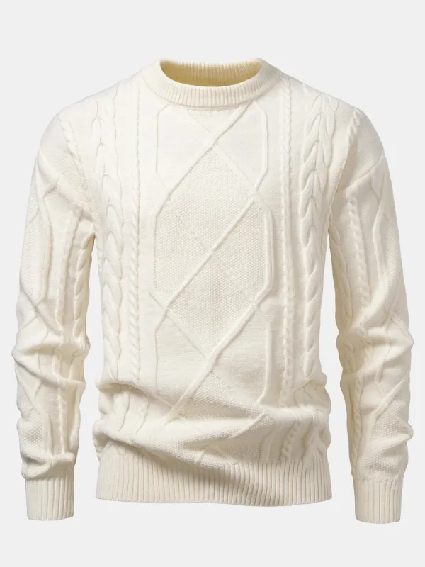 Heavyweight Twist Jacquard Crew Neck Sweater sold by Hoooyi
