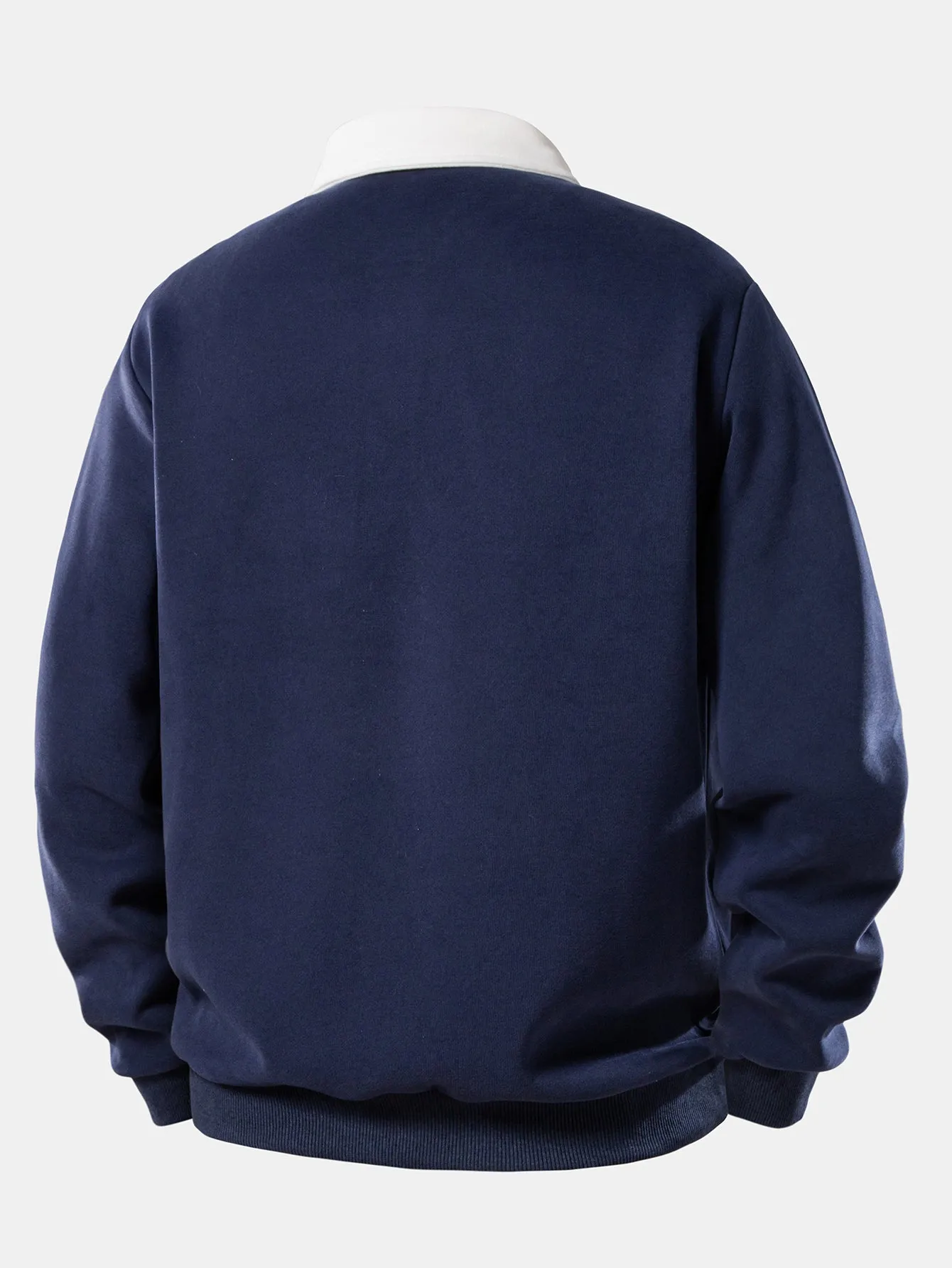 Contrast Polo Collar Sweatshirt sold by Hoooyi product image thumbnail 2