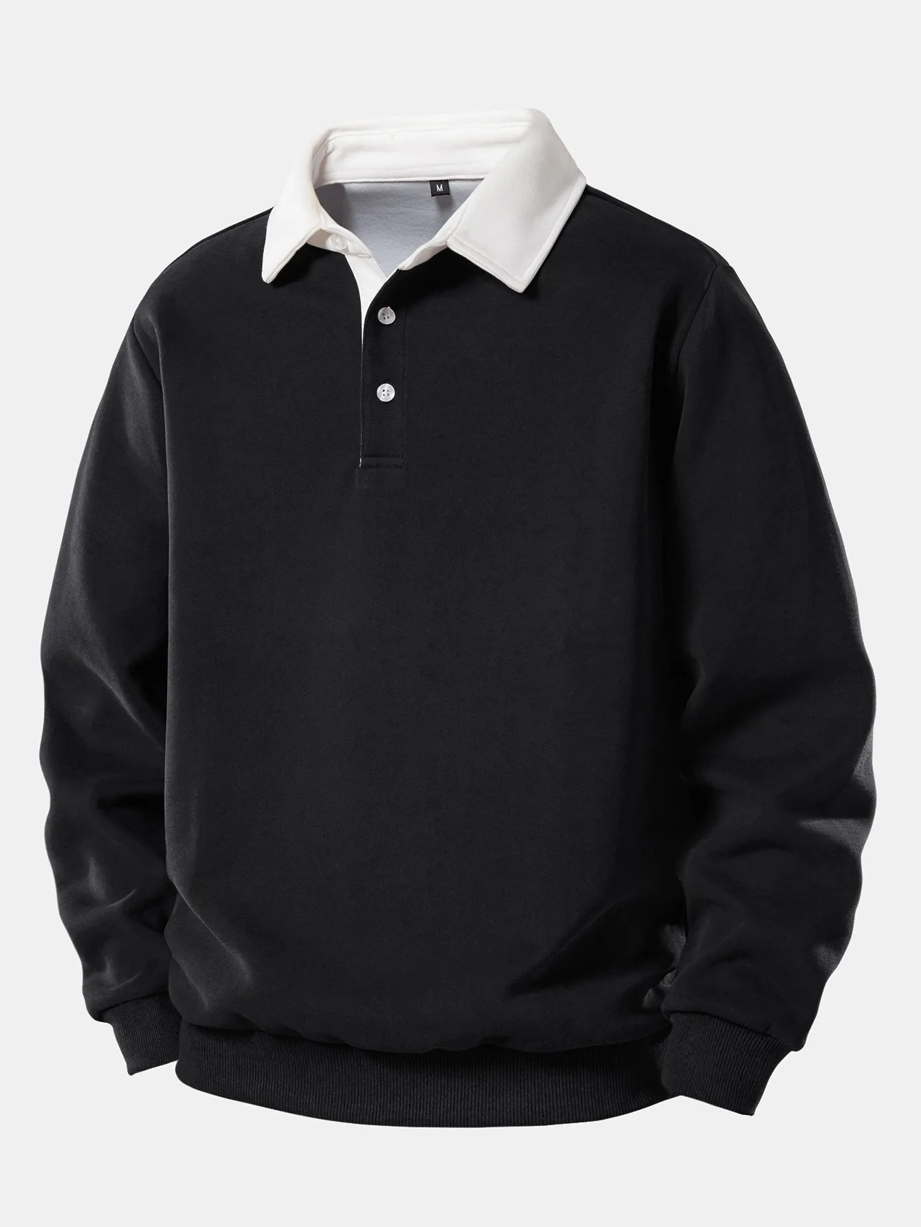 Contrast Polo Collar Sweatshirt sold by Hoooyi product image thumbnail 3