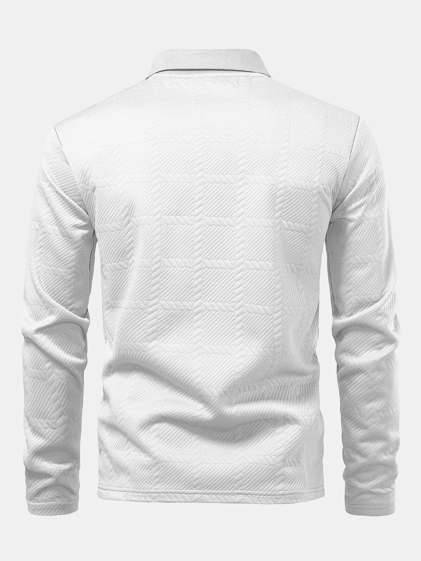 Long Sleeve Plaid Jacquard Polo Shirt sold by Hoooyi product image thumbnail 2