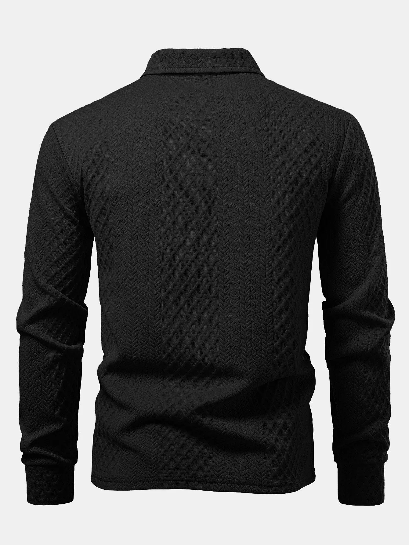 Long Sleeve Geometric Jacquard Polo Shirt sold by Hoooyi product image thumbnail 4