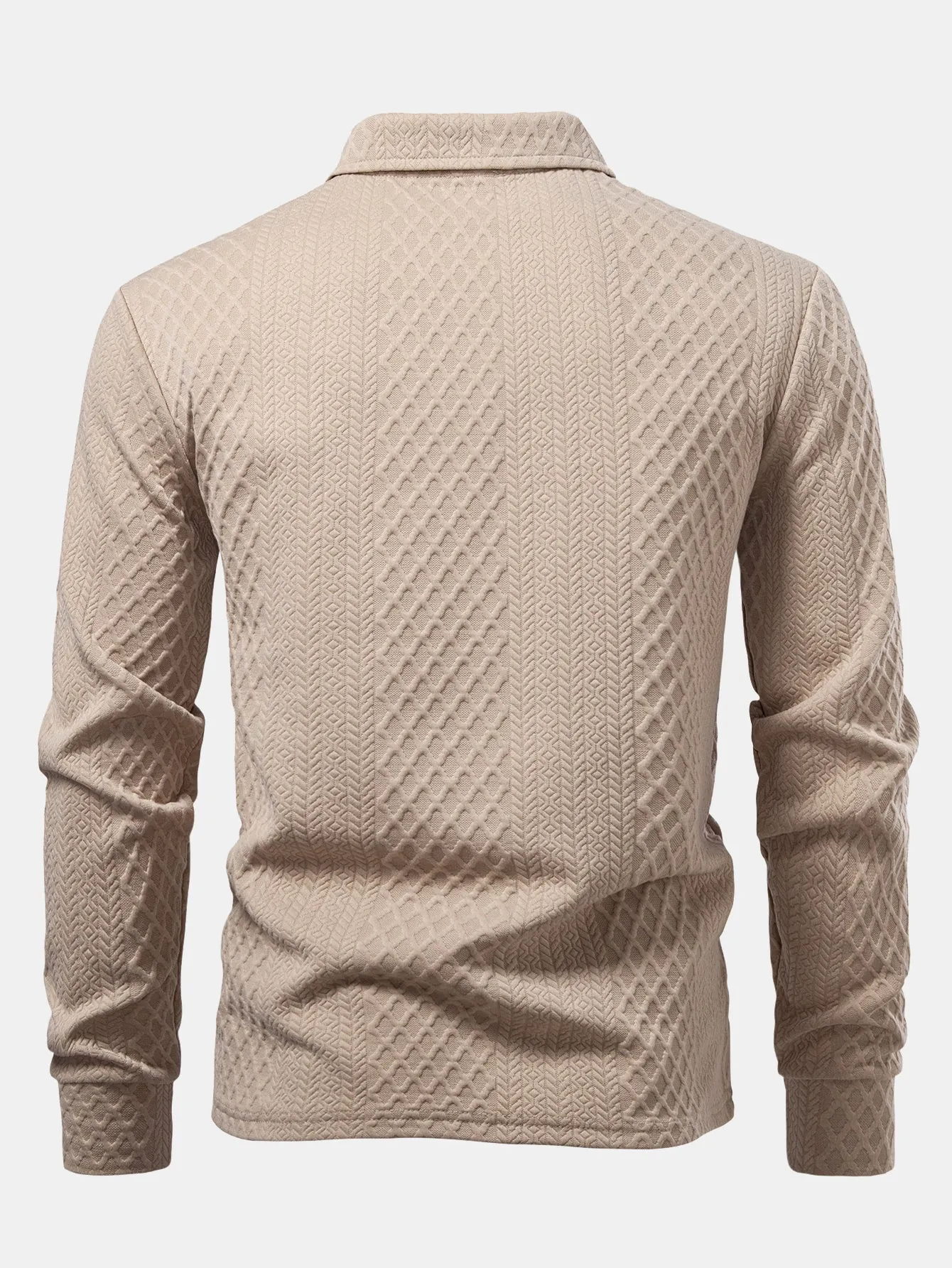 Long Sleeve Geometric Jacquard Polo Shirt sold by Hoooyi product image thumbnail 2
