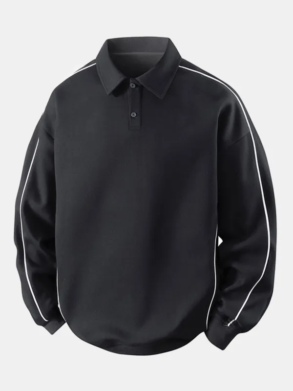 Relax Fit Polo Collar Sweatshirt sold by Hoooyi