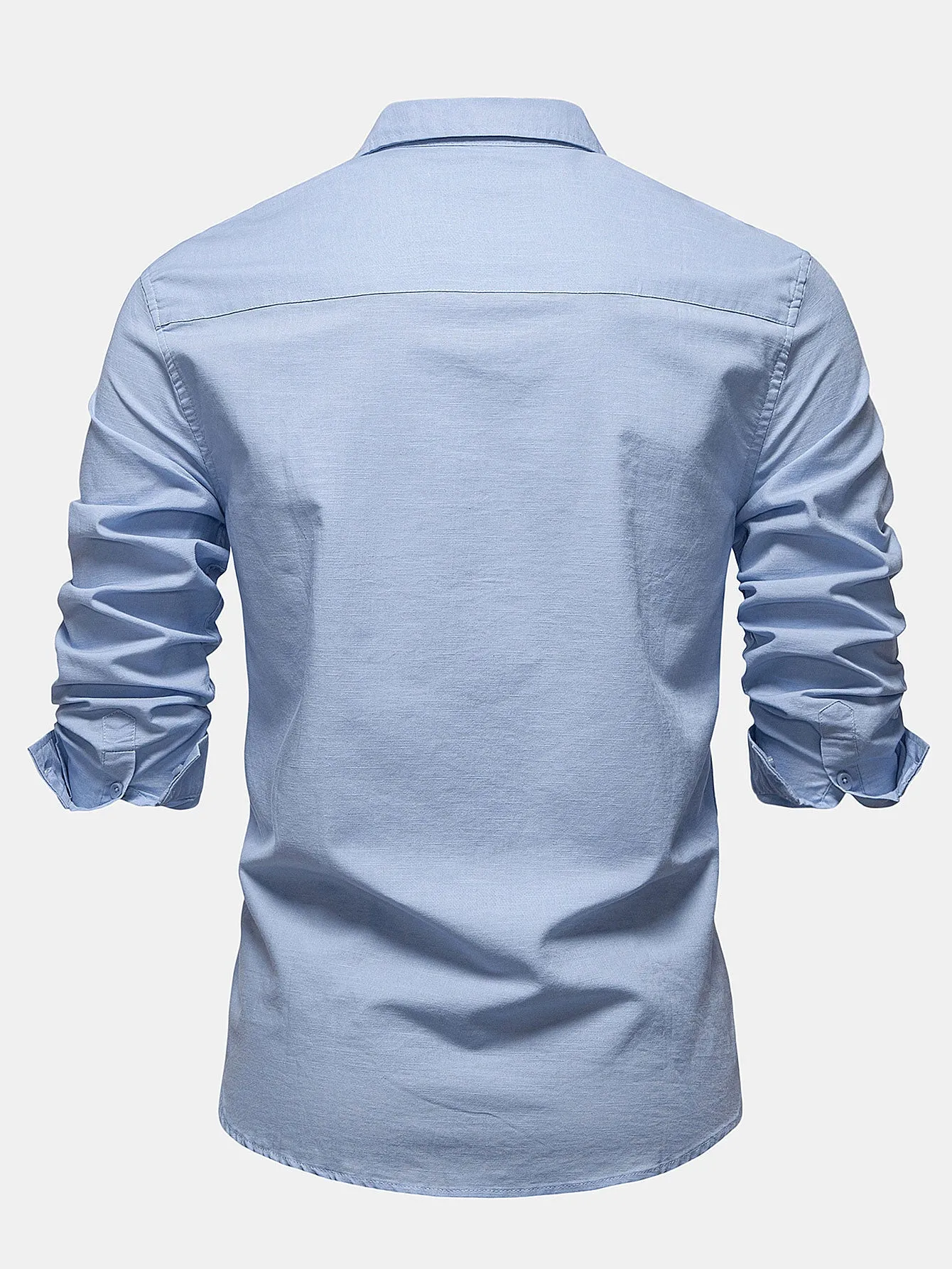 Long Sleeve Linen Cotton Blend Shirt With Pocket sold by Hoooyi product image thumbnail 2