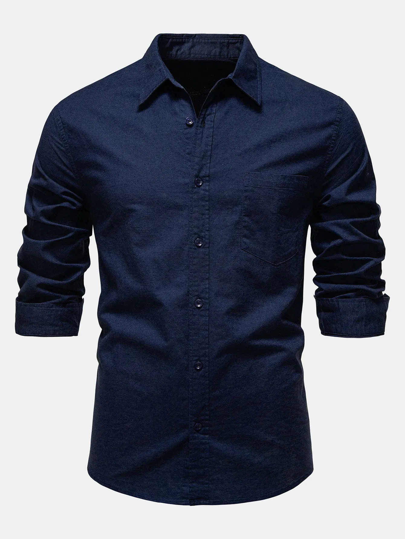 Long Sleeve Linen Cotton Blend Shirt With Pocket sold by Hoooyi product image thumbnail 5