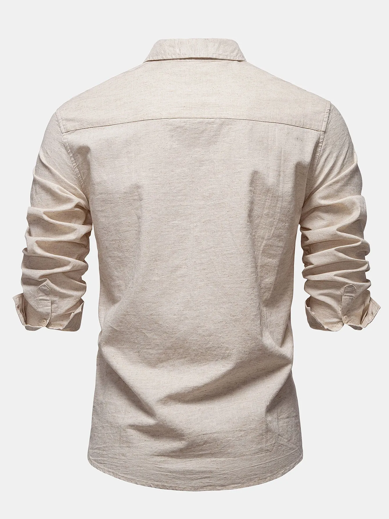 Long Sleeve Linen Cotton Blend Shirt With Pocket sold by Hoooyi product image thumbnail 4
