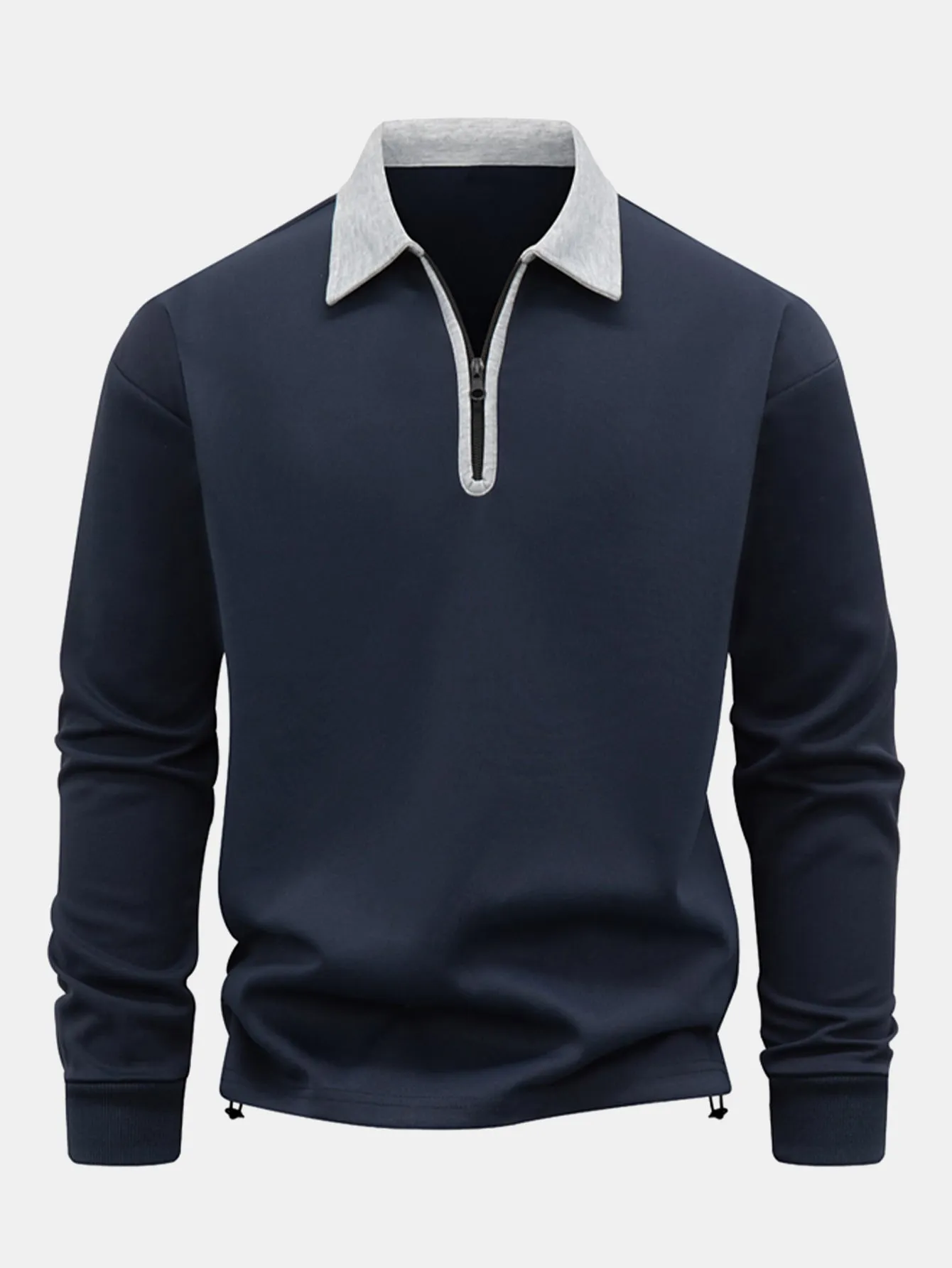 Contrast Zipper Polo Collar Sweatshirt sold by Hoooyi product image thumbnail 5