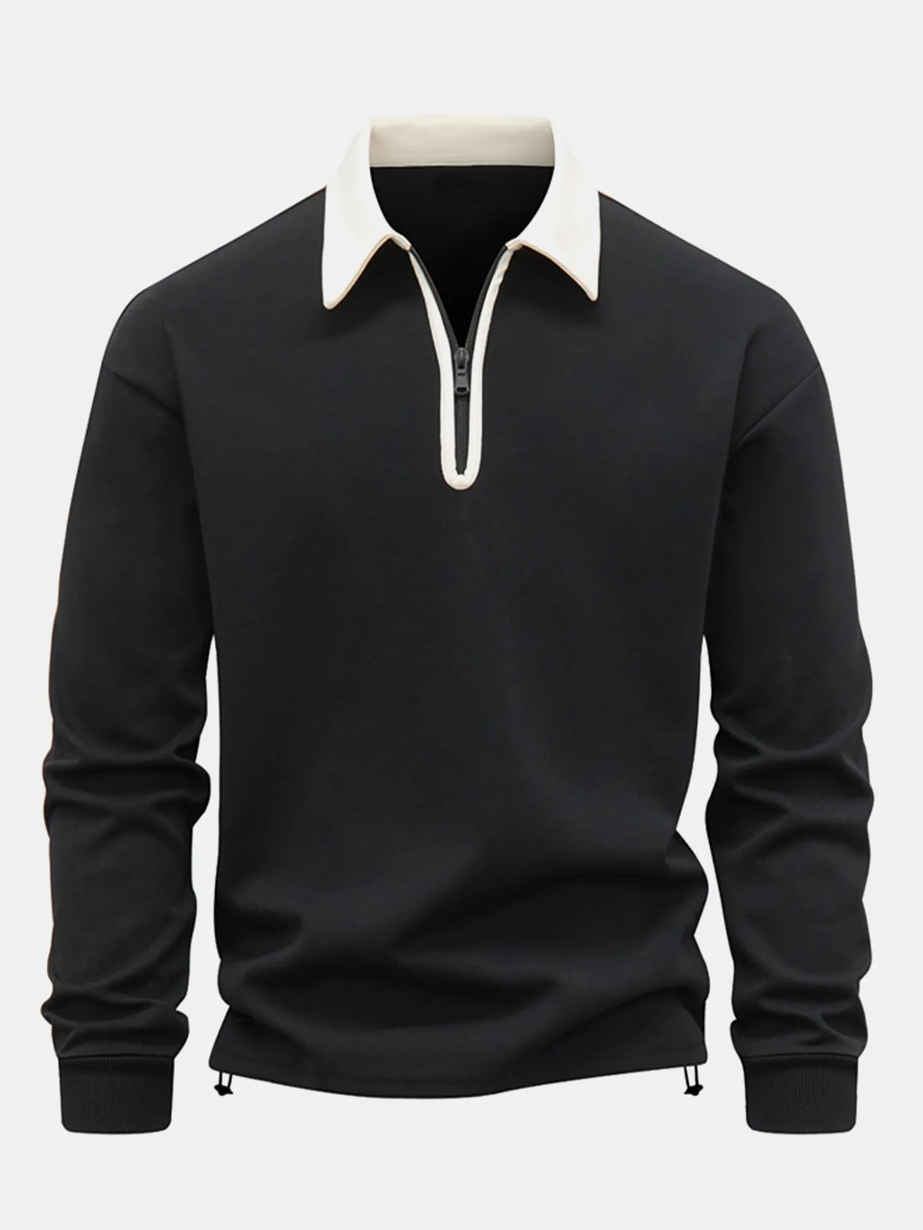 Contrast Zipper Polo Collar Sweatshirt sold by Hoooyi product image thumbnail 3