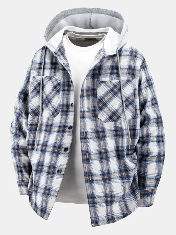 Plaid Hooded Shirt sold by Hoooyi