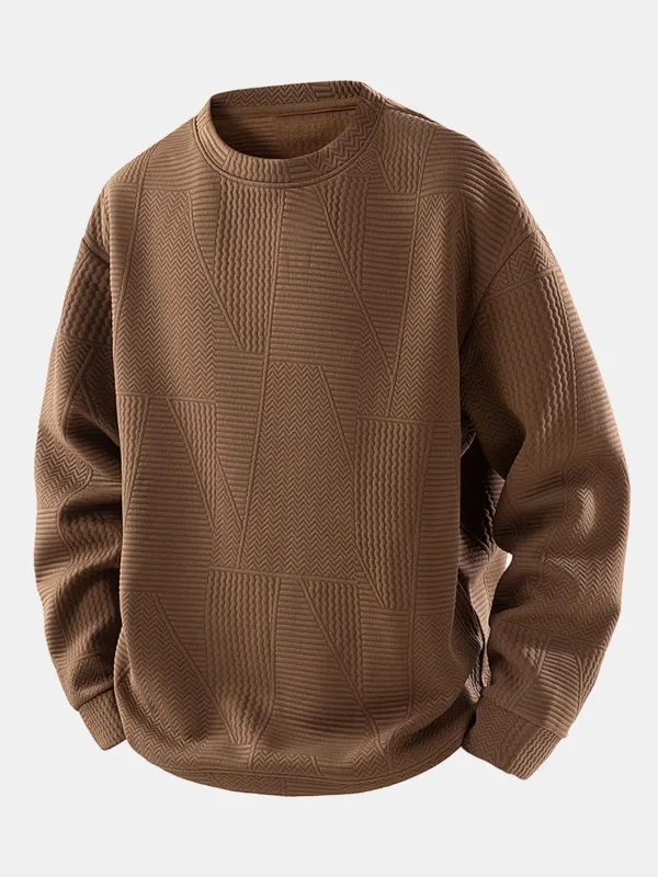 Relax Fit Geometric Jacquard Sweatshirt sold by Hoooyi