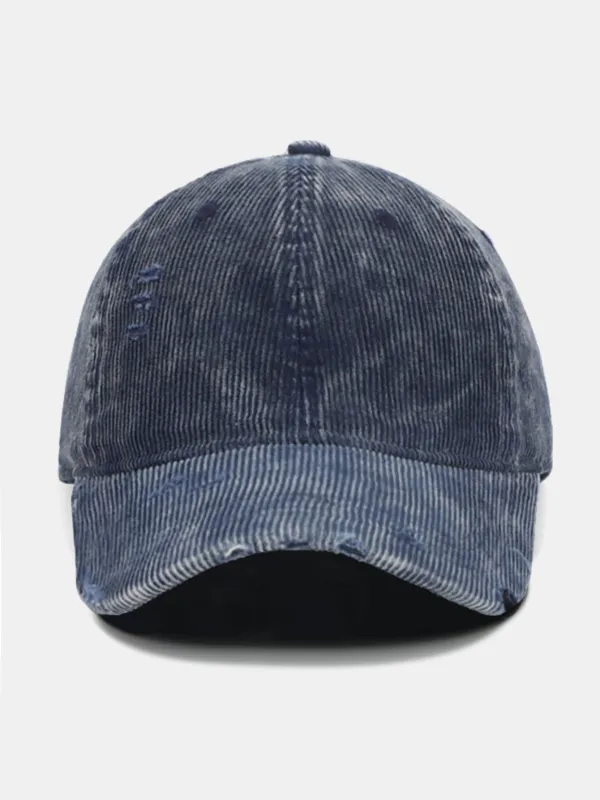 Fashionable Distressed Corduroy Solid Color Baseball Cap sold by Hoooyi