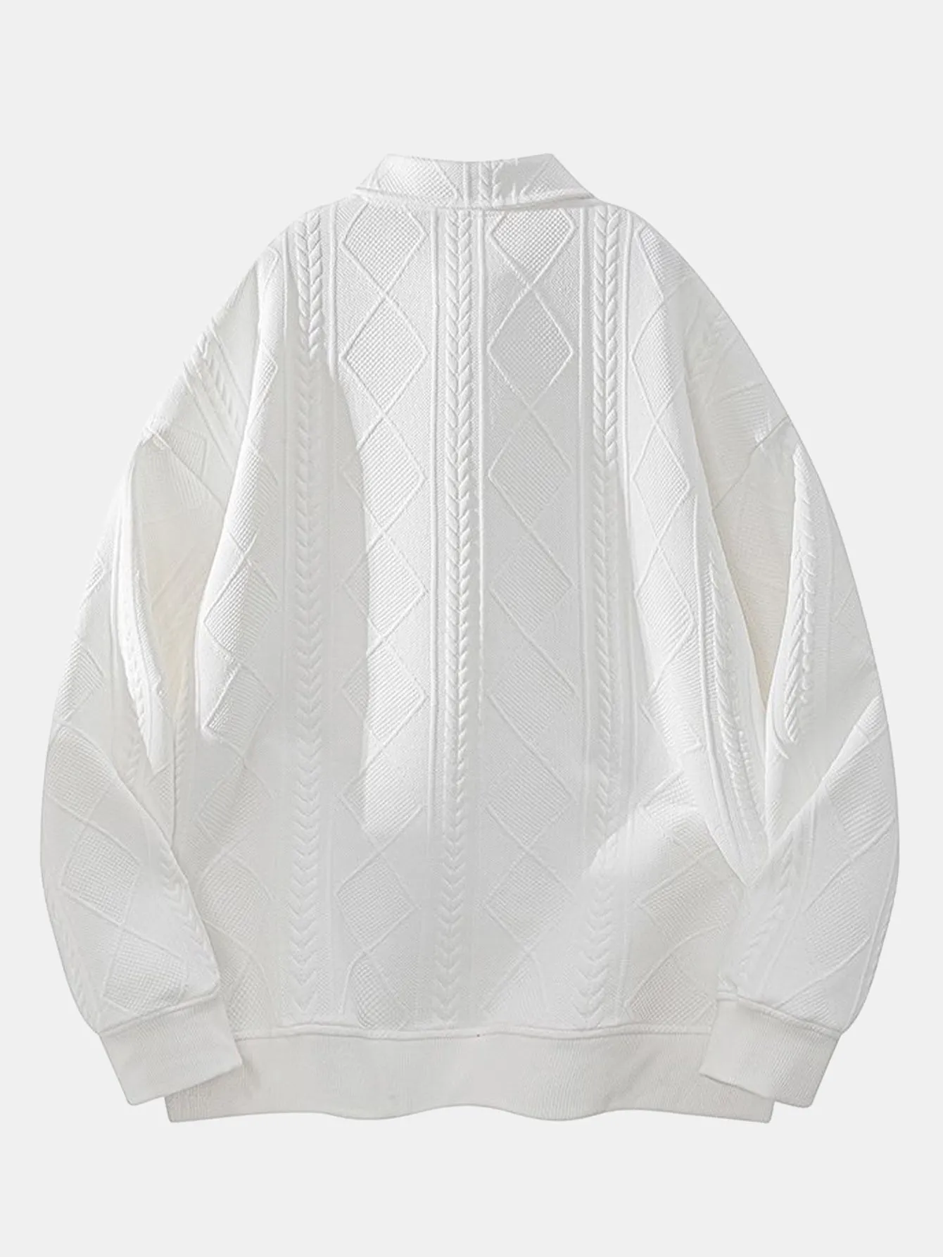 Geometric Jacquard Polo Collar Sweatshirt sold by Hoooyi product image thumbnail 4