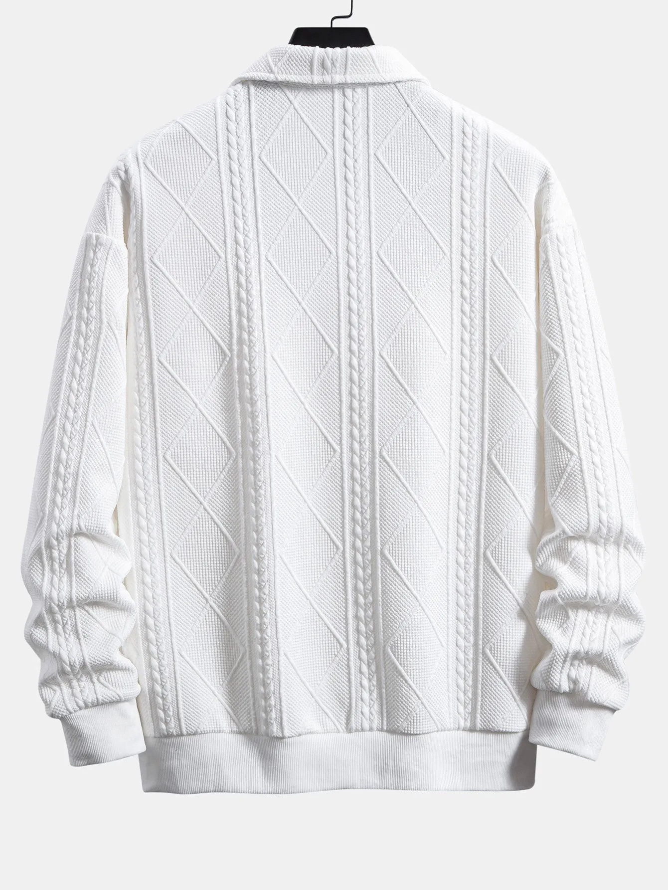 Geometric Jacquard Polo Collar Sweatshirt sold by Hoooyi product image thumbnail 2