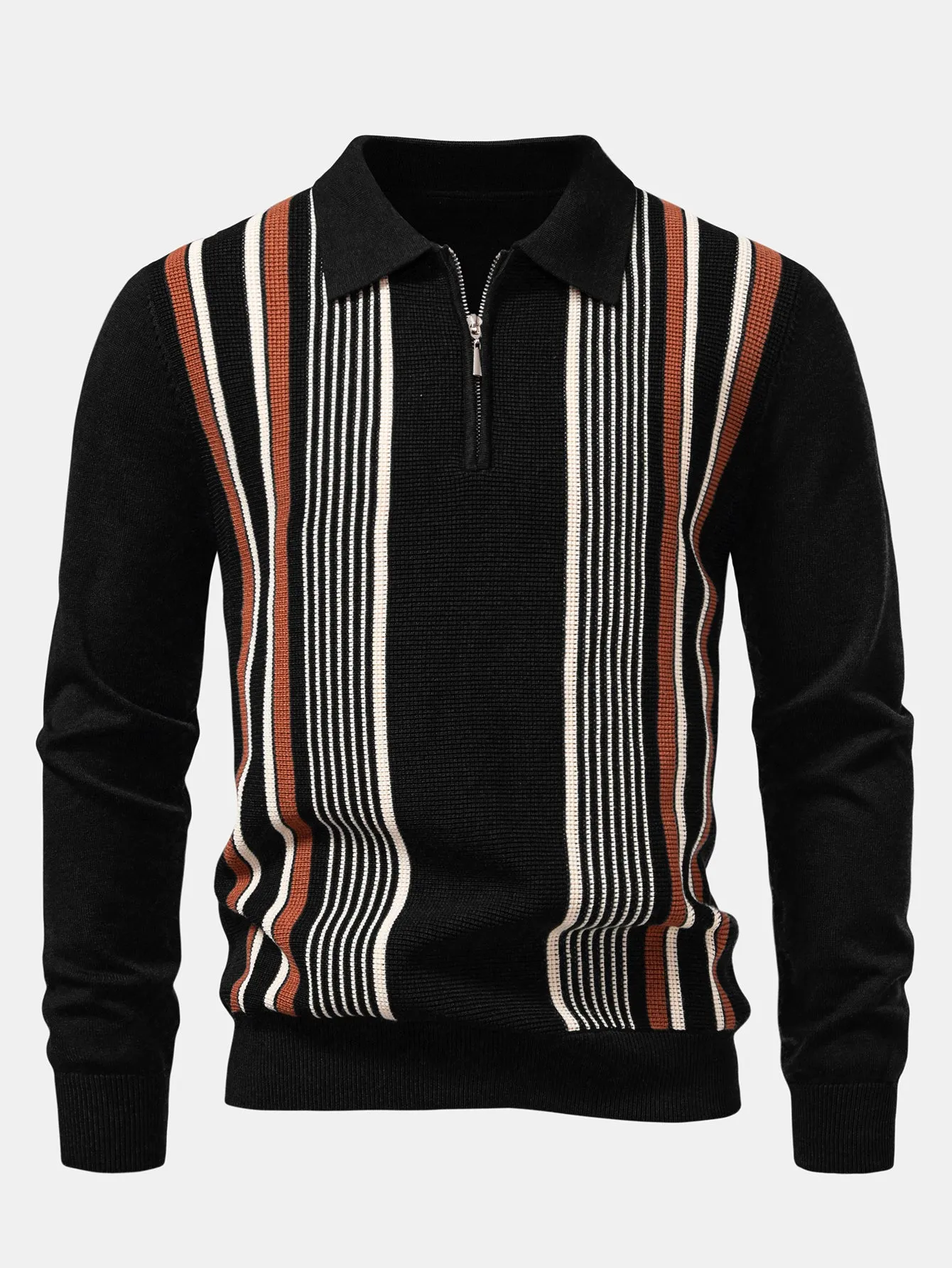 Stripe Zip Knit Polo sold by Hoooyi product image thumbnail 3