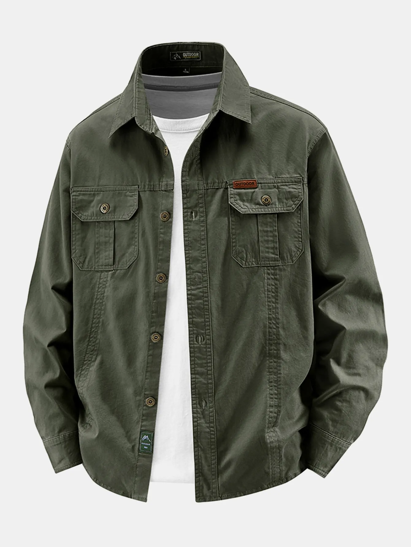 Long Sleeve Utility Shirt With Pockets sold by Hoooyi product image thumbnail 3