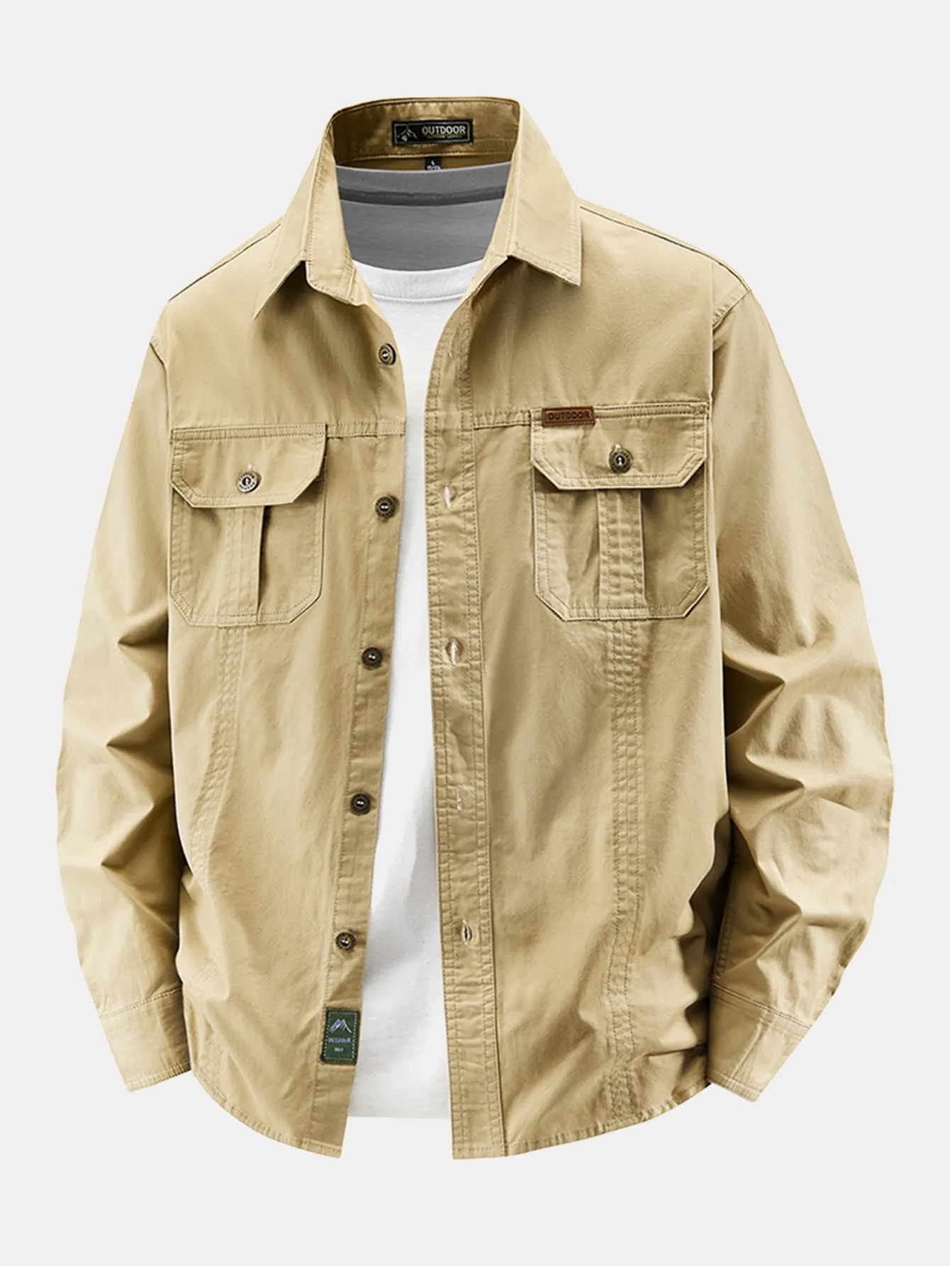 Long Sleeve Utility Shirt With Pockets sold by Hoooyi