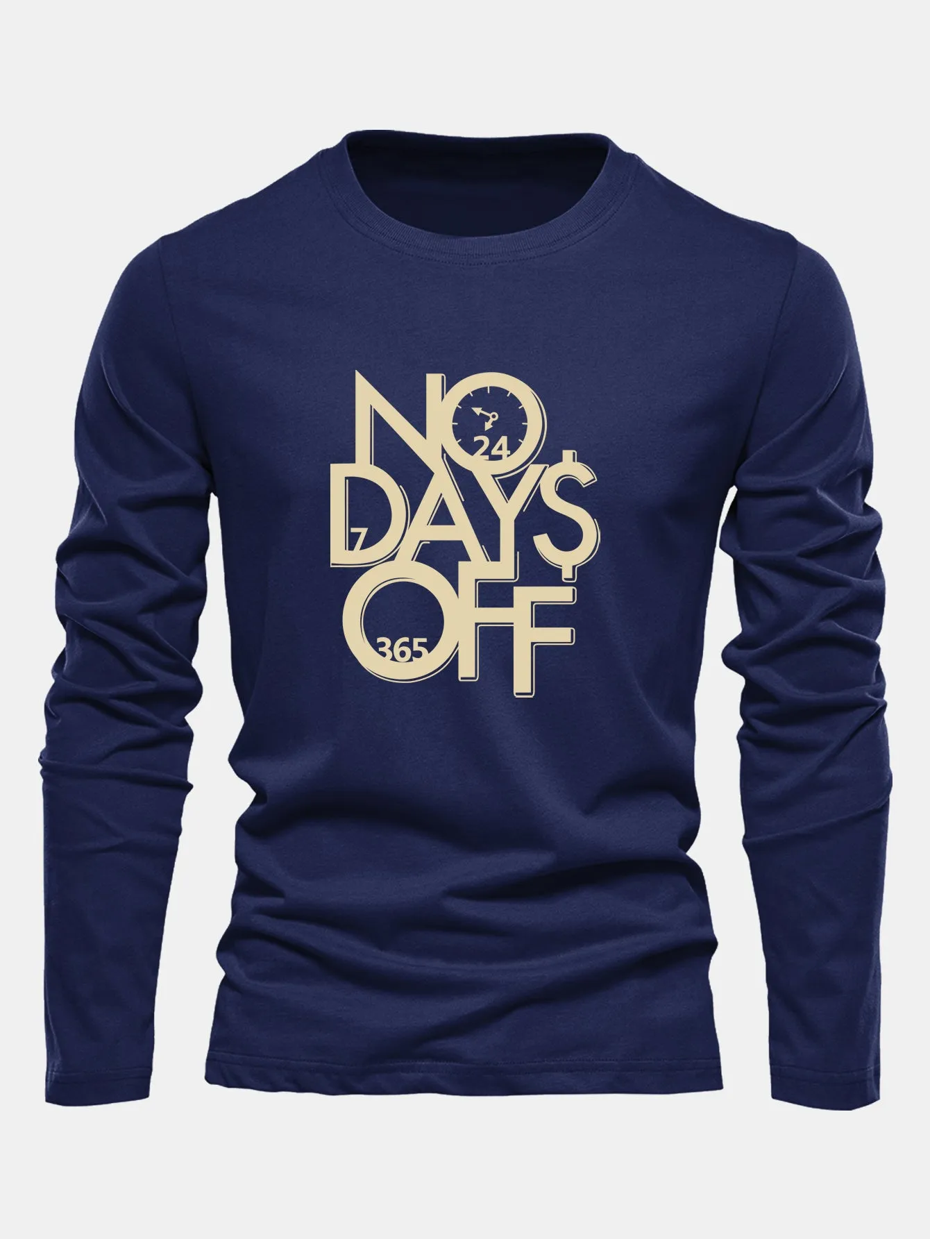 Long Sleeve No Days Off Print Cotton T-Shirt sold by Hoooyi product image thumbnail 3