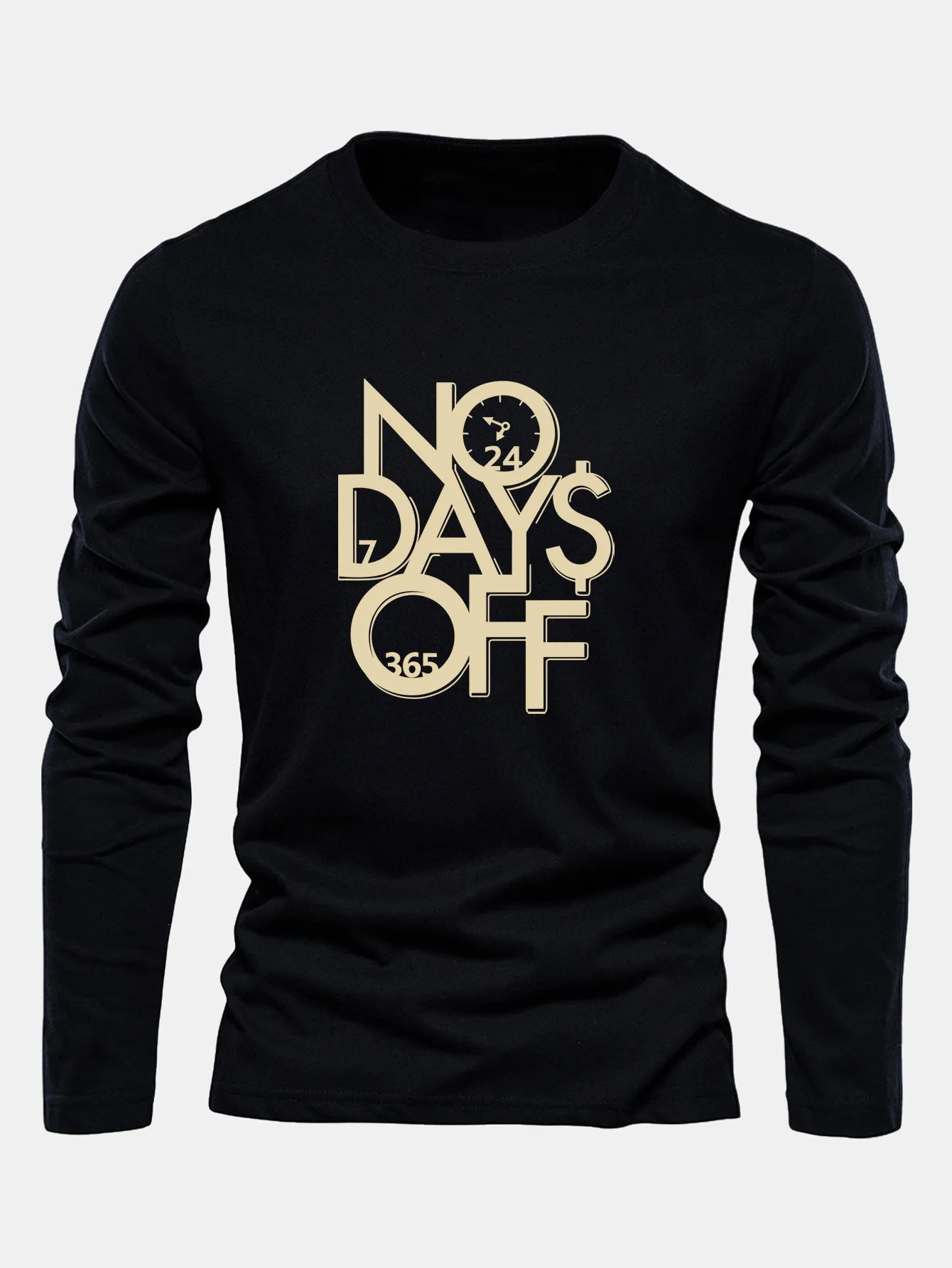 Long Sleeve No Days Off Print Cotton T-Shirt sold by Hoooyi product image thumbnail 2