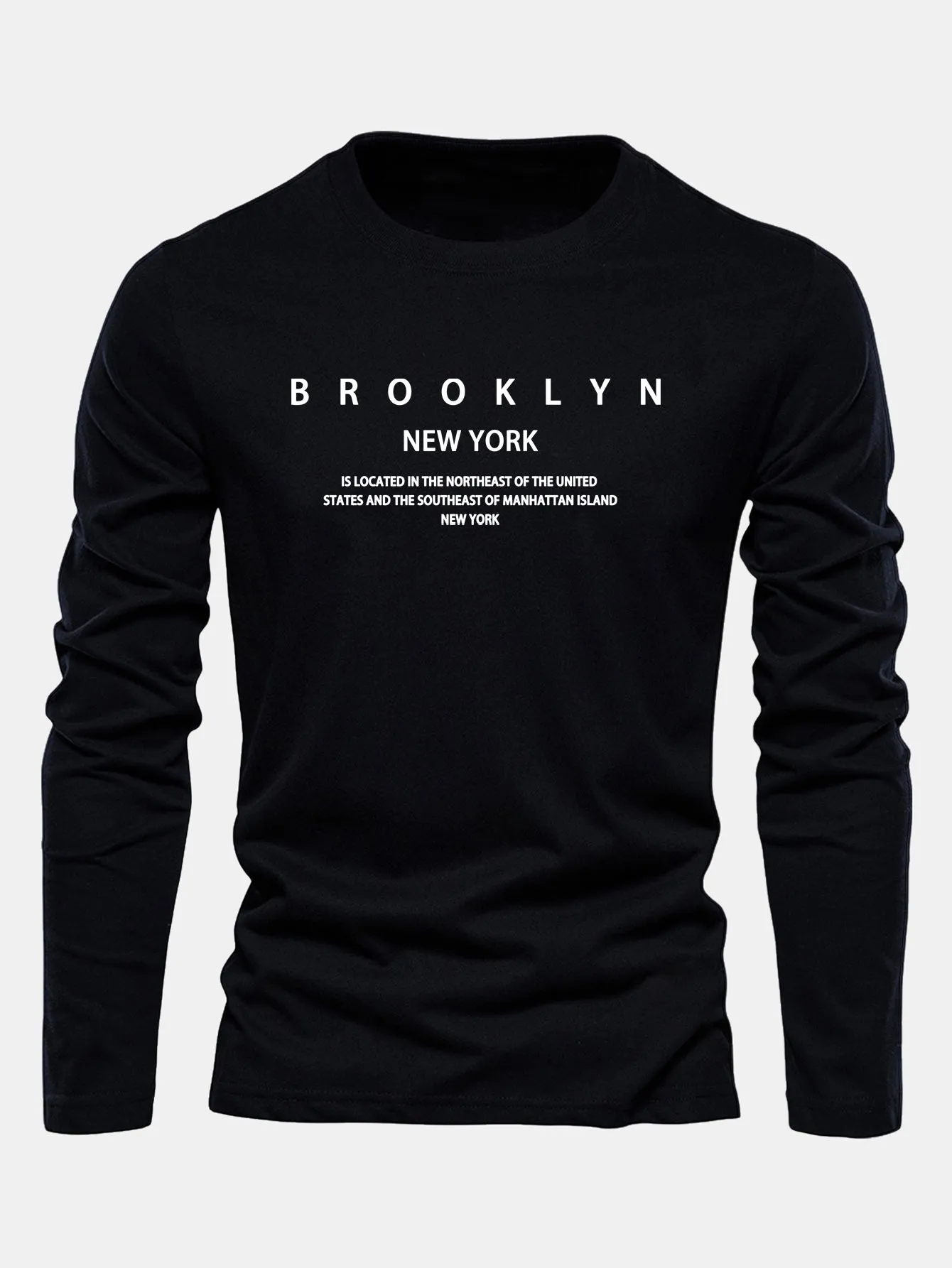 Long Sleeve NY Brooklyn Print Cotton T-Shirt sold by Hoooyi product image thumbnail 3