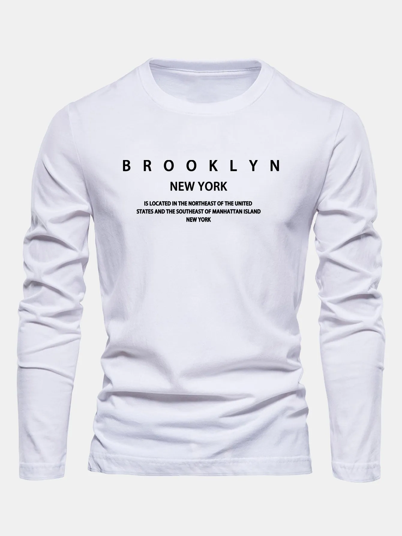Long Sleeve NY Brooklyn Print Cotton T-Shirt sold by Hoooyi product image thumbnail 2
