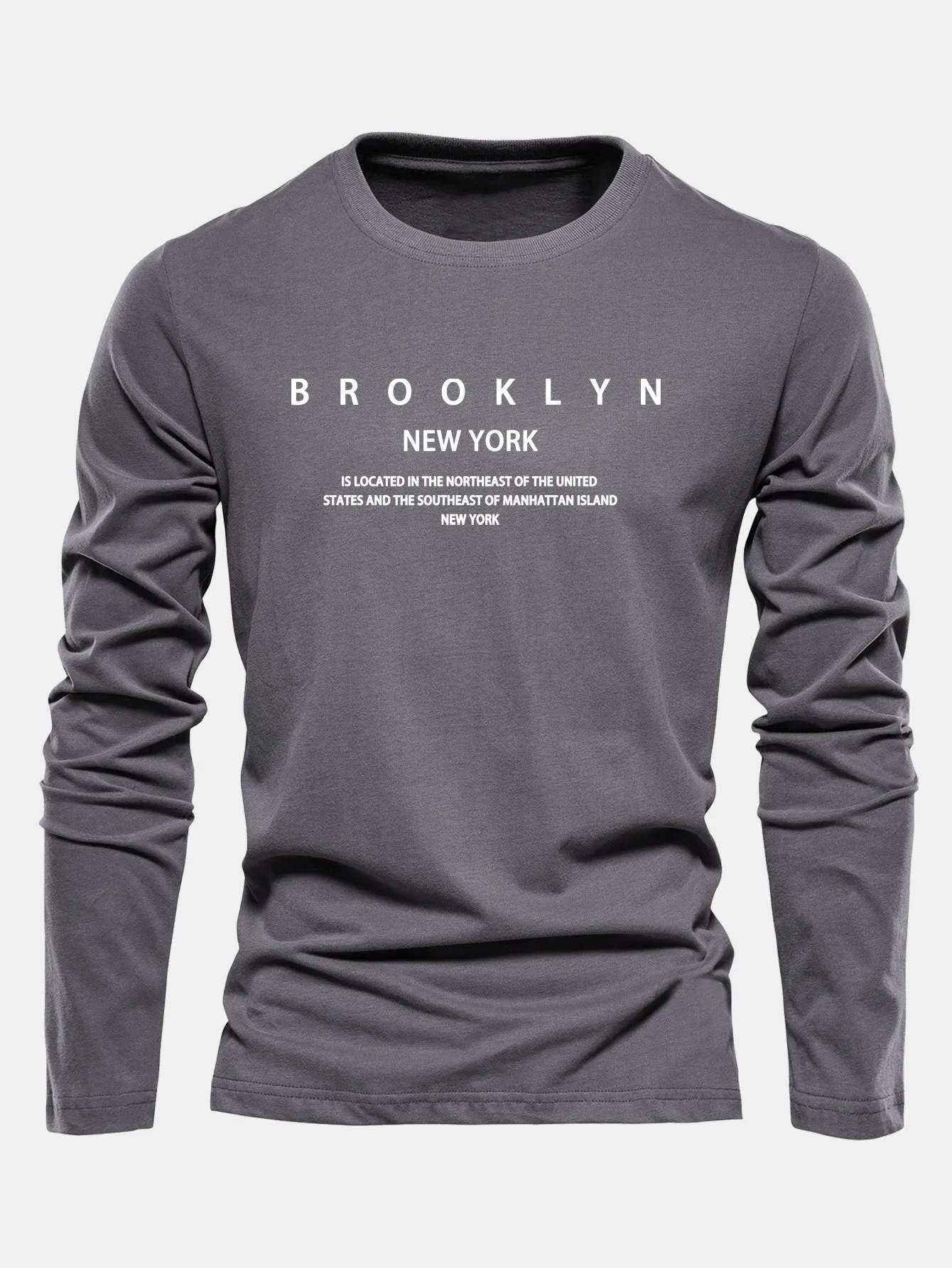 Long Sleeve NY Brooklyn Print Cotton T-Shirt sold by Hoooyi product image thumbnail 4