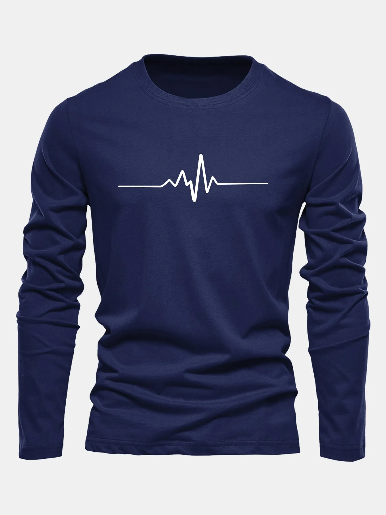 Long Sleeve Heartbeat Print Cotton T-Shirt sold by Hoooyi product image thumbnail 2