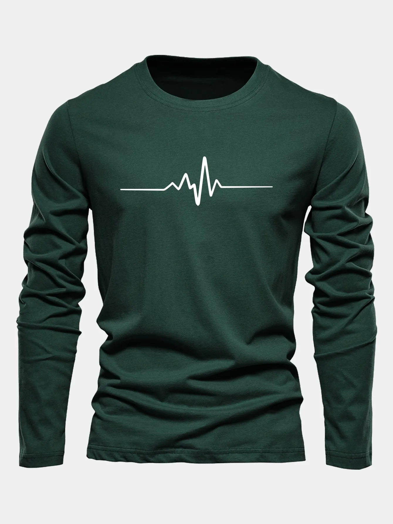 Long Sleeve Heartbeat Print Cotton T-Shirt sold by Hoooyi product image thumbnail 5