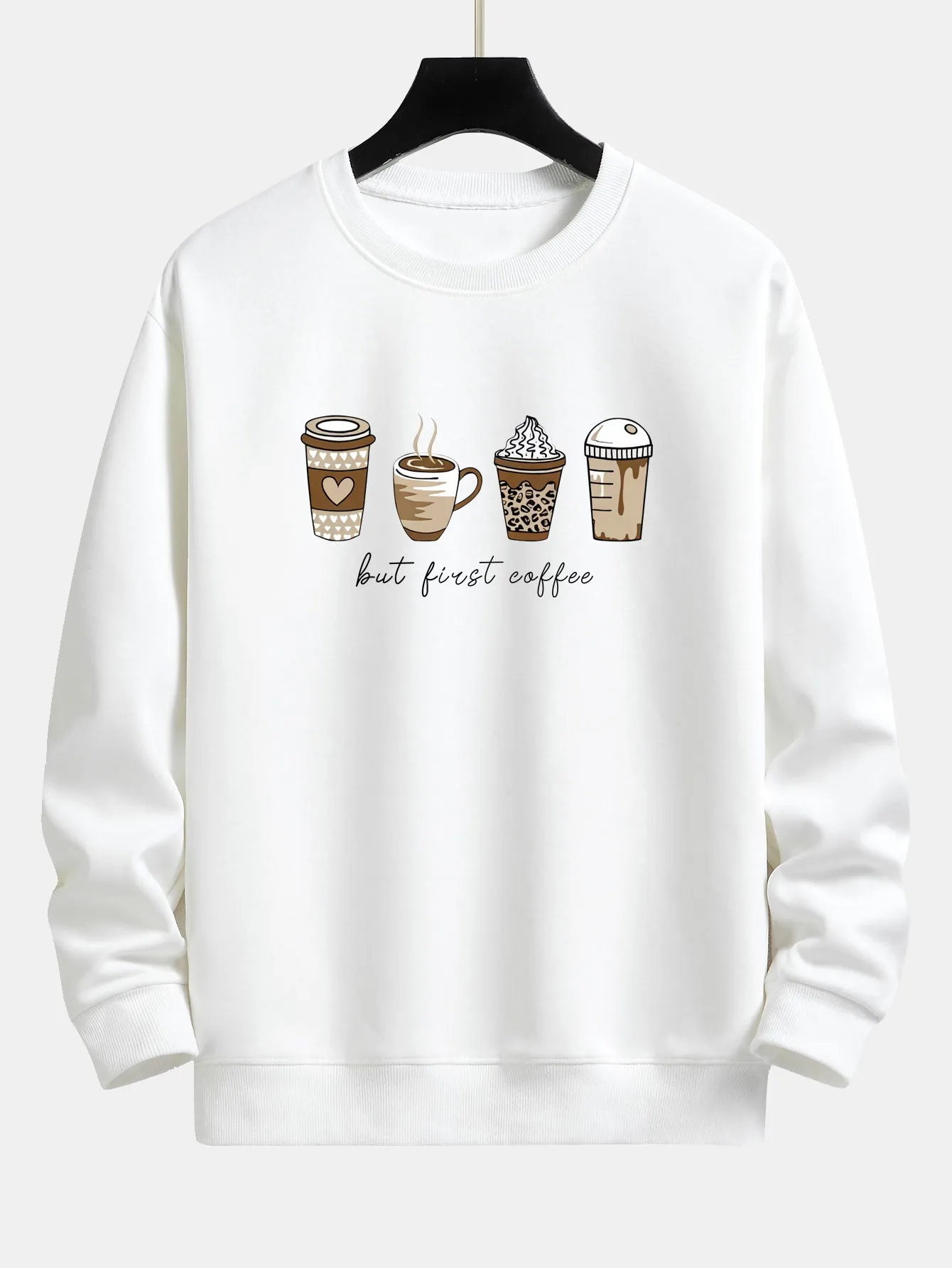 Coffee Print Relax Fit Sweatshirt sold by Hoooyi product image thumbnail 5