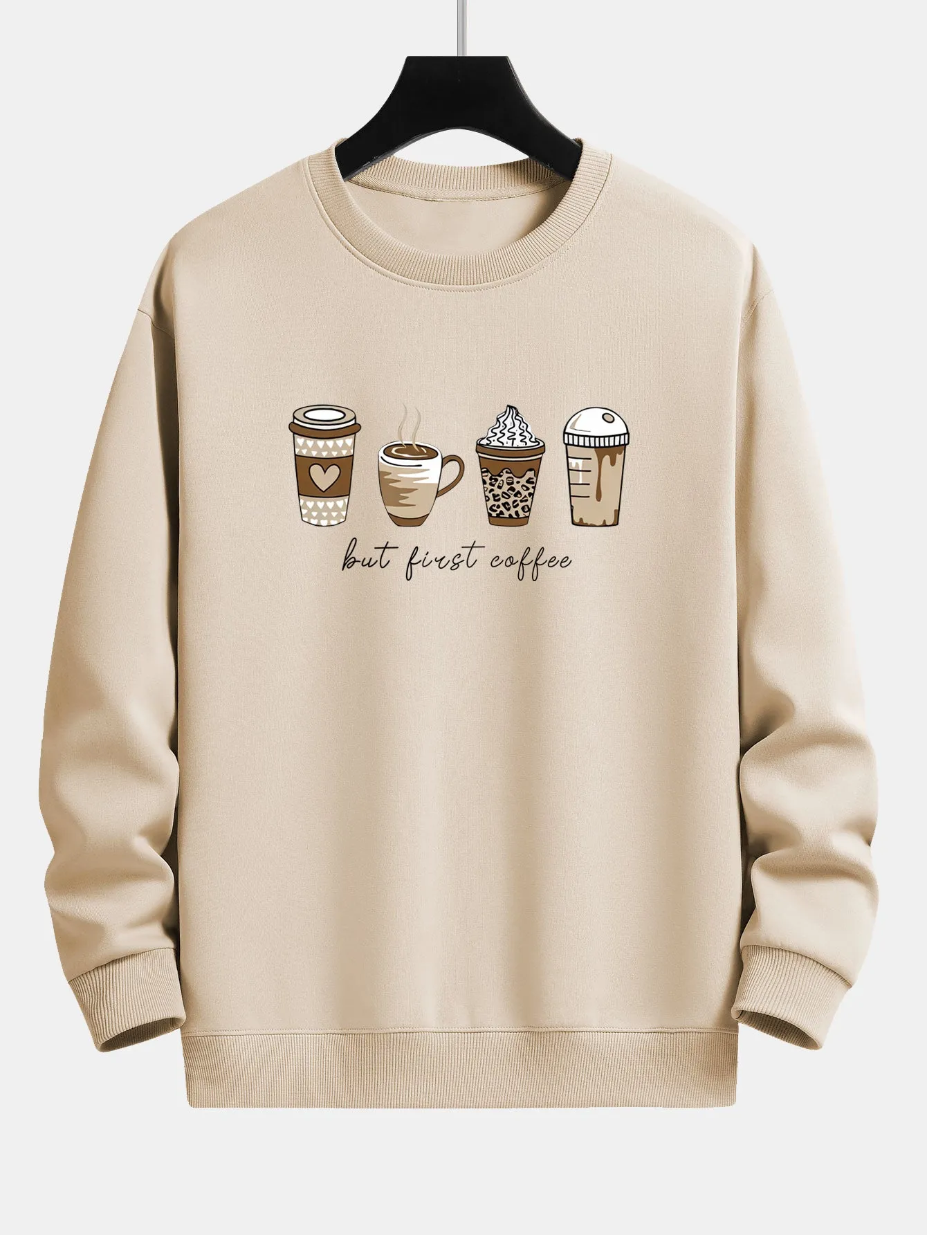 Coffee Print Relax Fit Sweatshirt sold by Hoooyi product image thumbnail 2