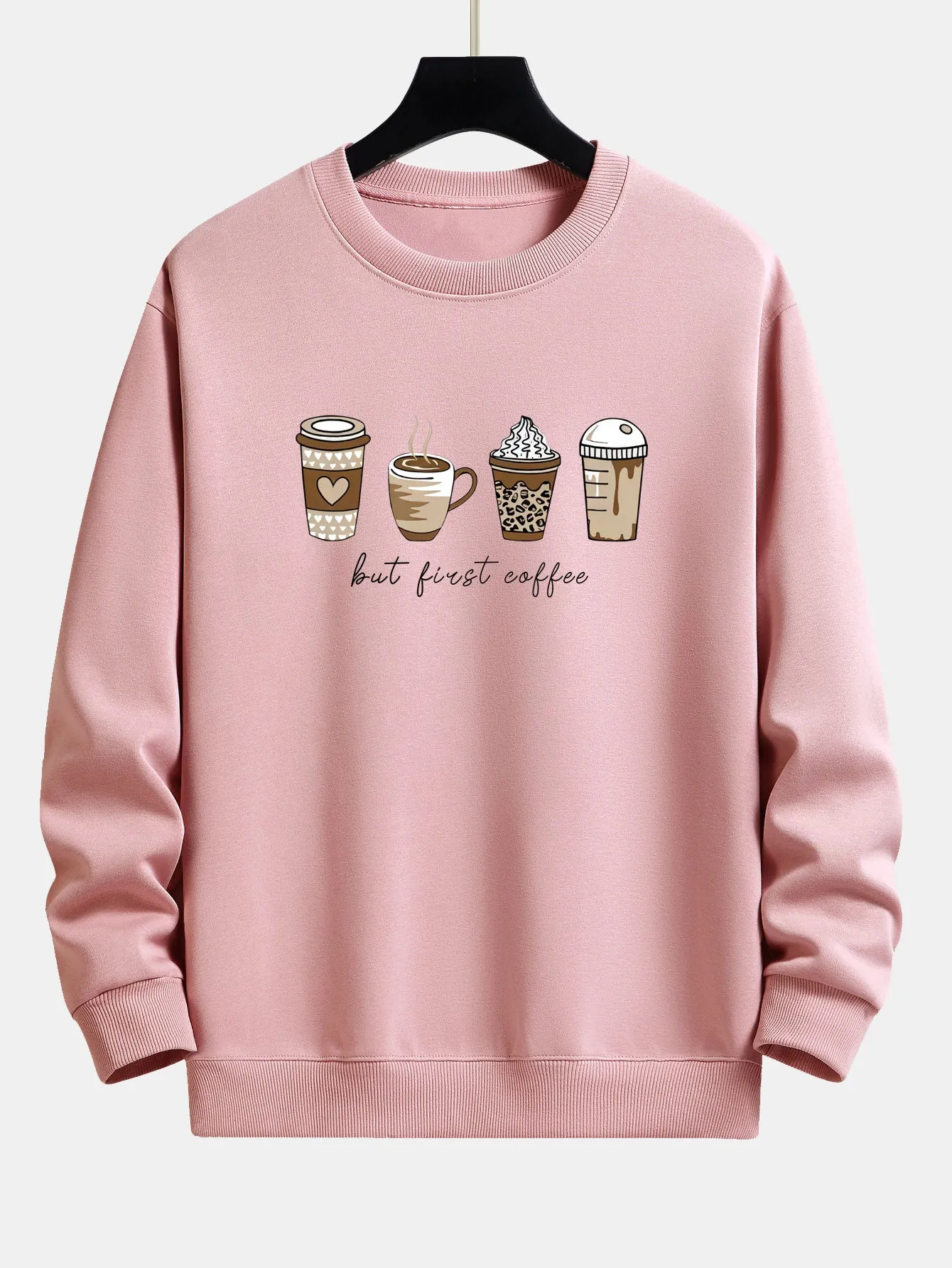 Coffee Print Relax Fit Sweatshirt sold by Hoooyi product image thumbnail 3