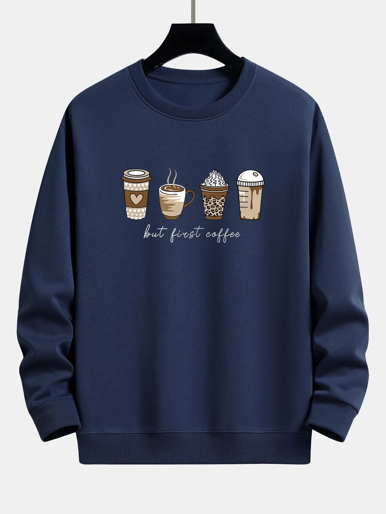 Coffee Print Relax Fit Sweatshirt sold by Hoooyi