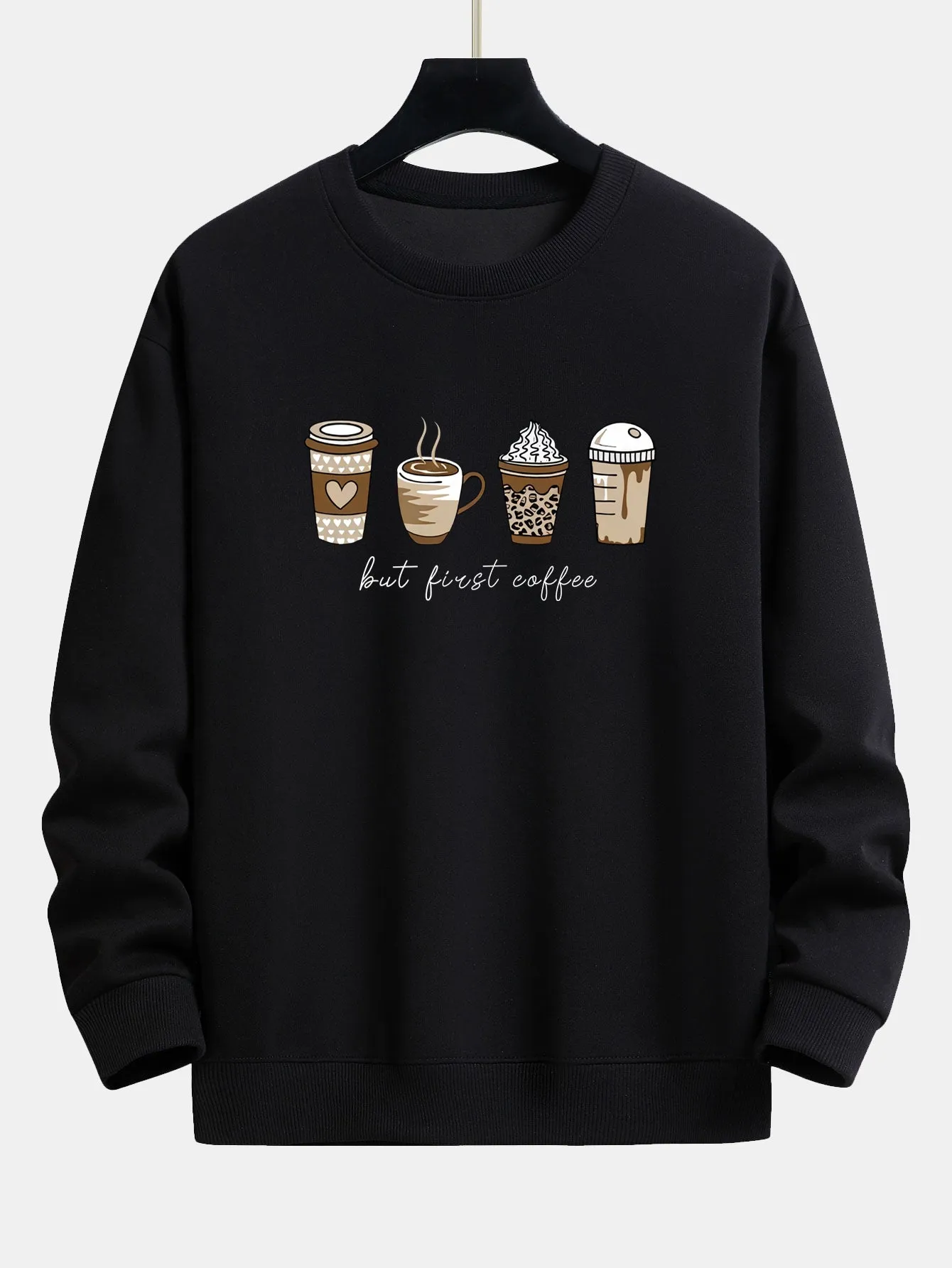 Coffee Print Relax Fit Sweatshirt sold by Hoooyi product image thumbnail 4