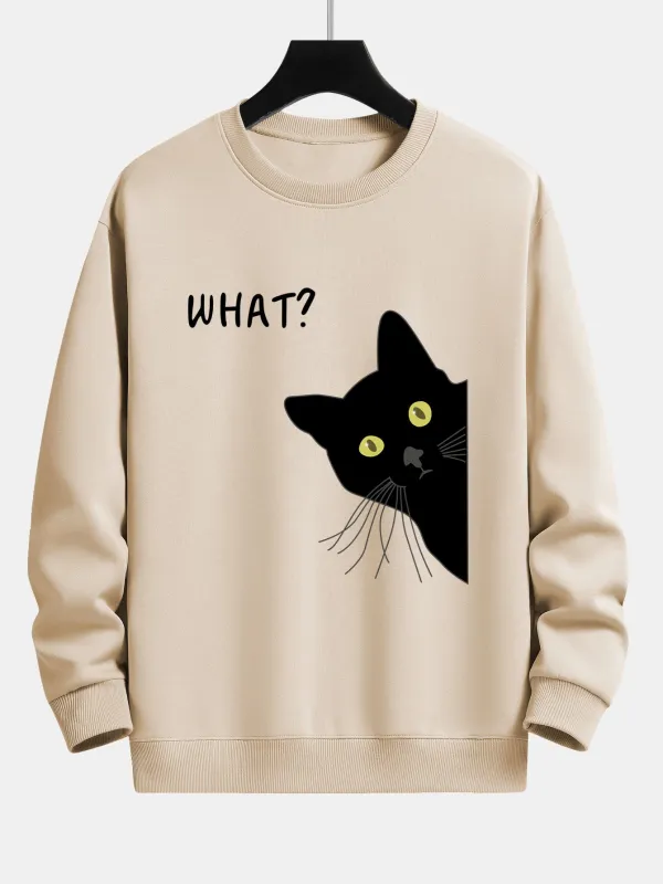 What Black Cat Print Relax Fit Sweatshirt sold by Hoooyi