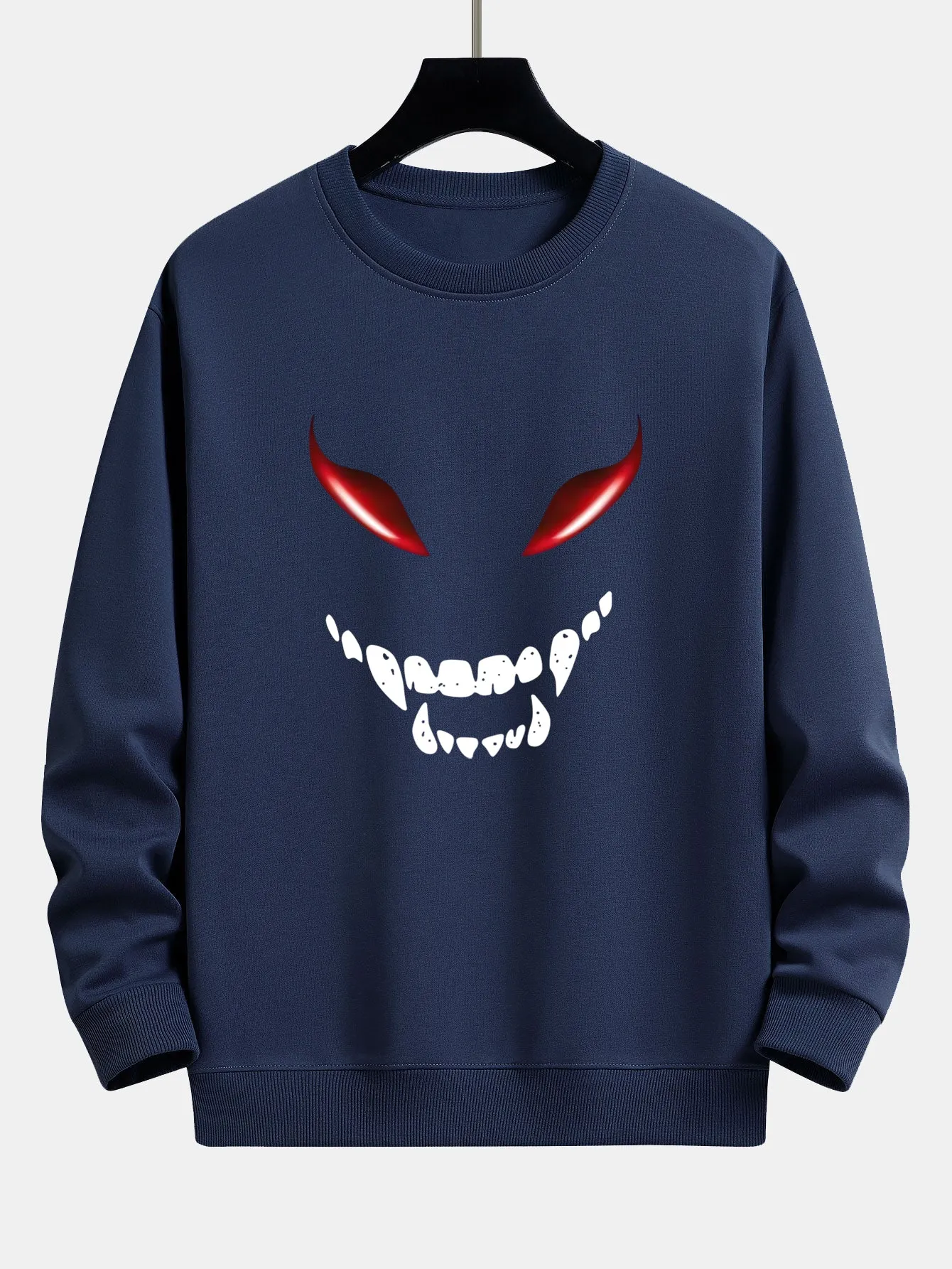 Horror Face Print Relax Fit Sweatshirt sold by Hoooyi product image thumbnail 4