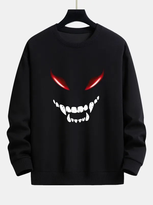 Horror Face Print Relax Fit Sweatshirt sold by Hoooyi