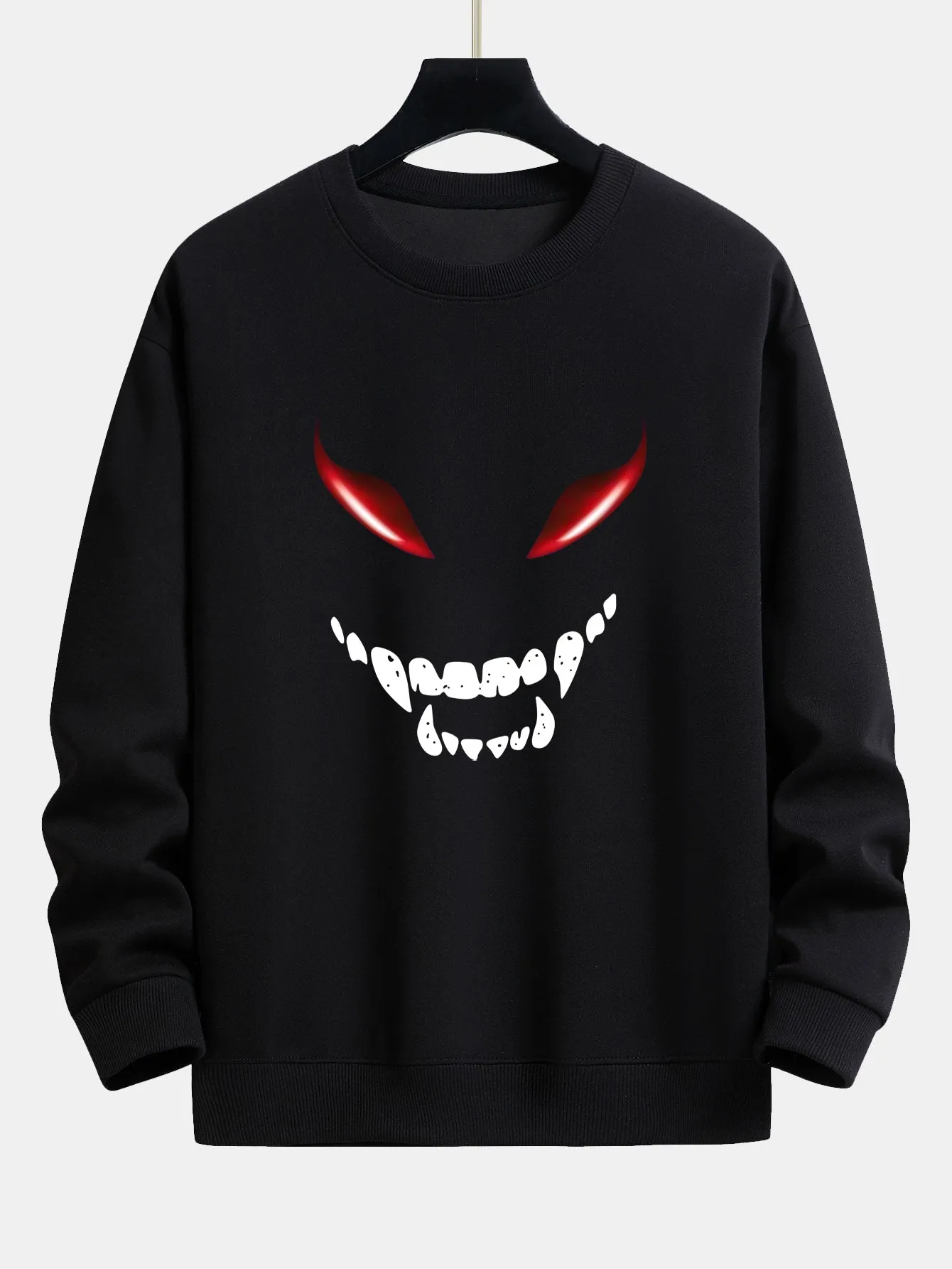 Horror Face Print Relax Fit Sweatshirt sold by Hoooyi