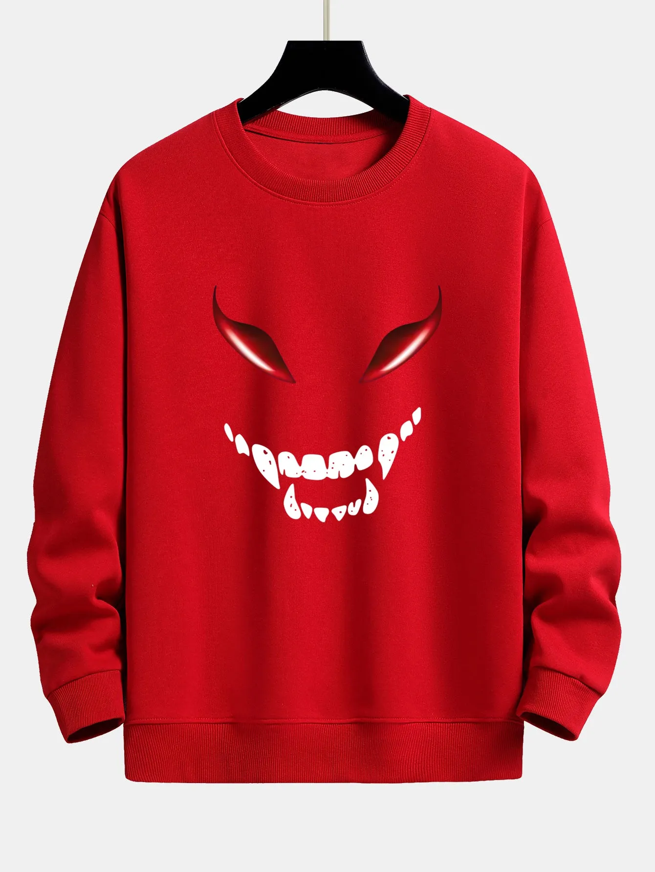 Horror Face Print Relax Fit Sweatshirt sold by Hoooyi product image thumbnail 5