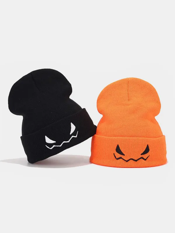 Scary Ghost Face Embroidered Knitted Hat sold by Hoooyi