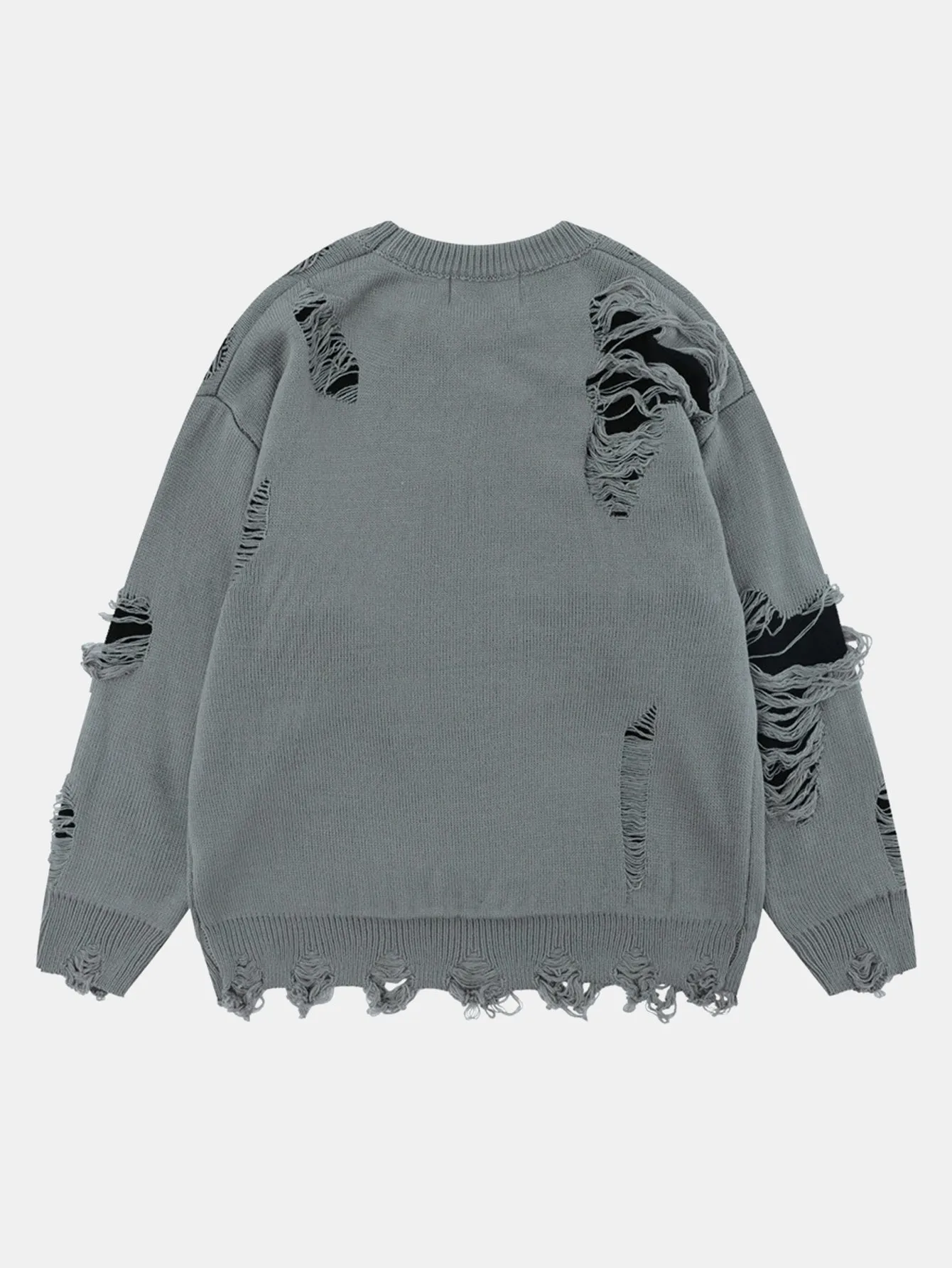 Slogan Distressed Crew Neck Sweater sold by Hoooyi product image thumbnail 5