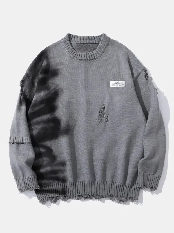 Graffiti Distressed Sweater sold by Hoooyi