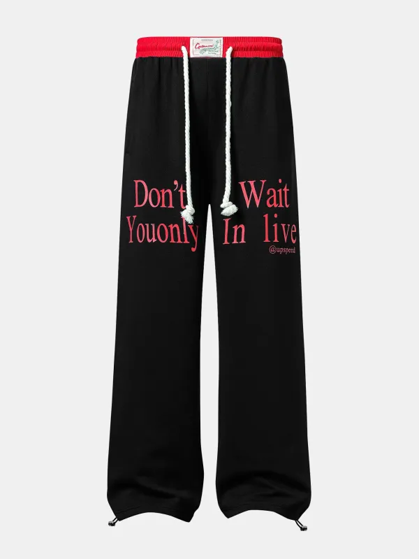 Slogan Print Straight Leg Baggy Sweatpants sold by Hoooyi