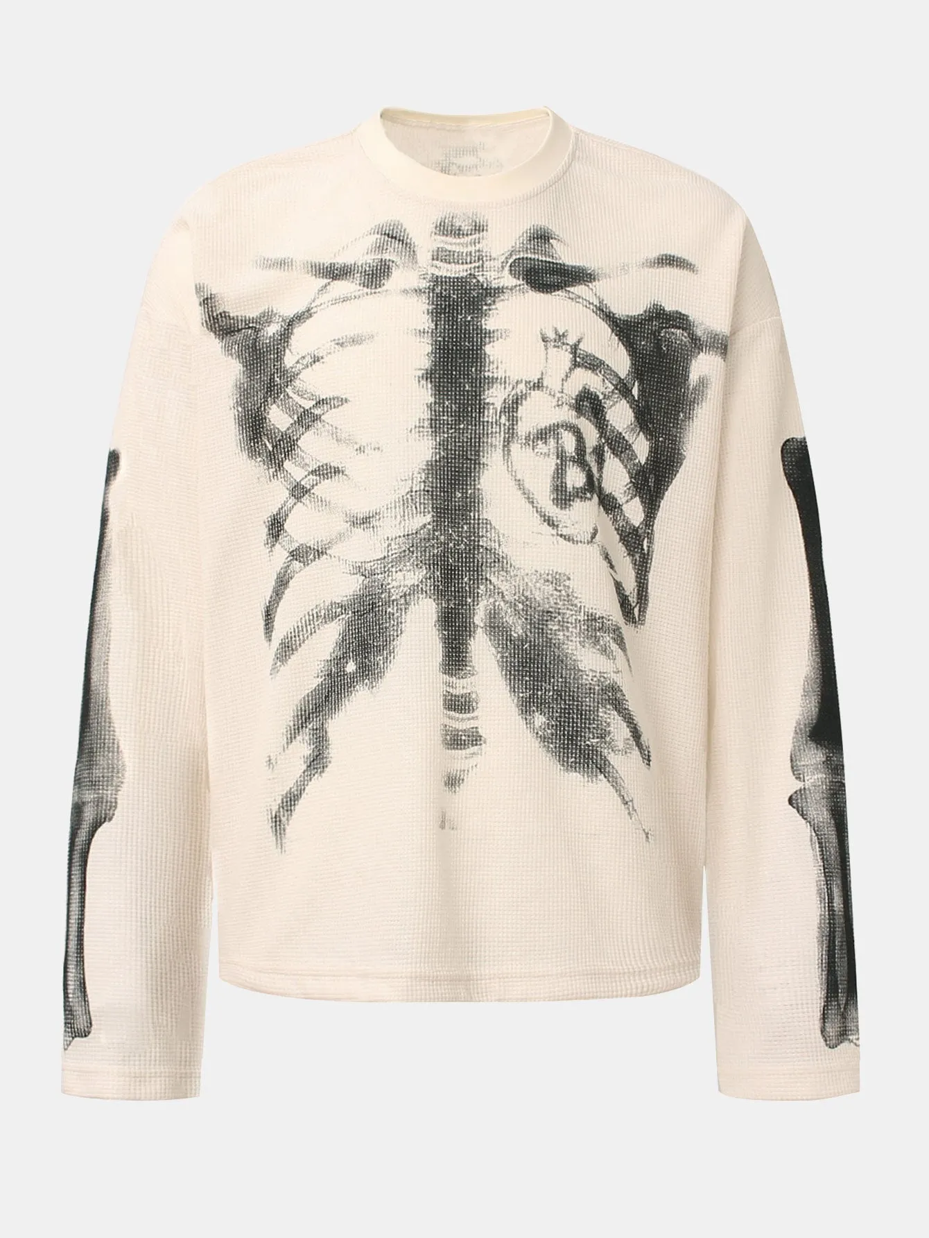 Oversize Skeleton Print Waffle T-Shirt sold by Hoooyi product image thumbnail 3