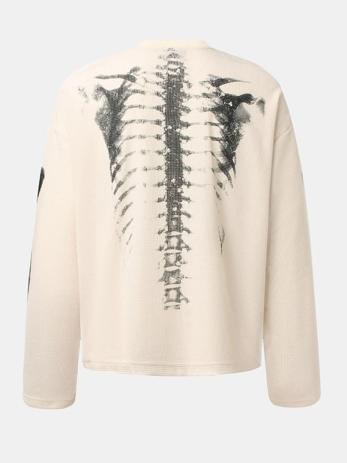 Oversize Skeleton Print Waffle T-Shirt sold by Hoooyi product image thumbnail 4