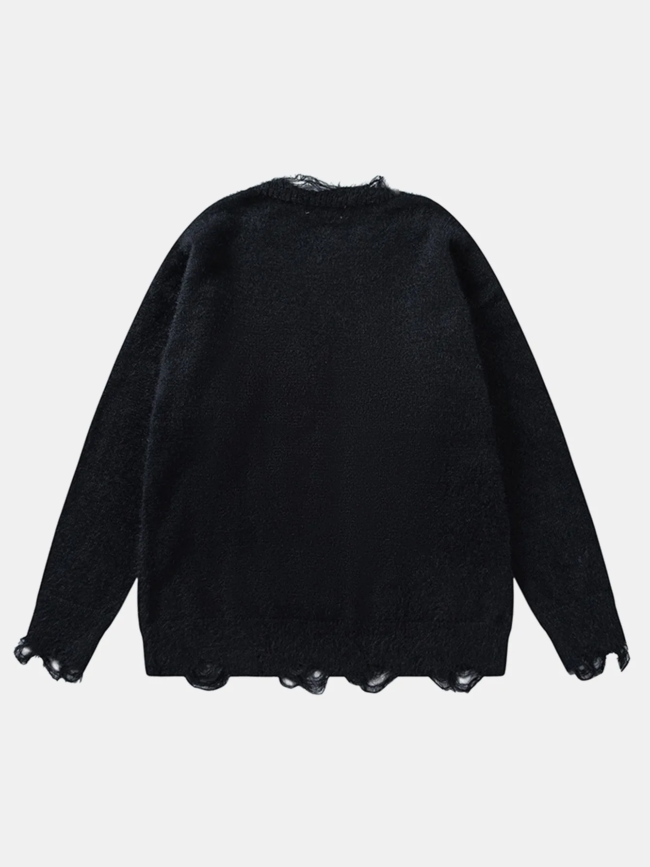 Cat Printed Distressed Knit Sweater sold by Hoooyi product image thumbnail 4