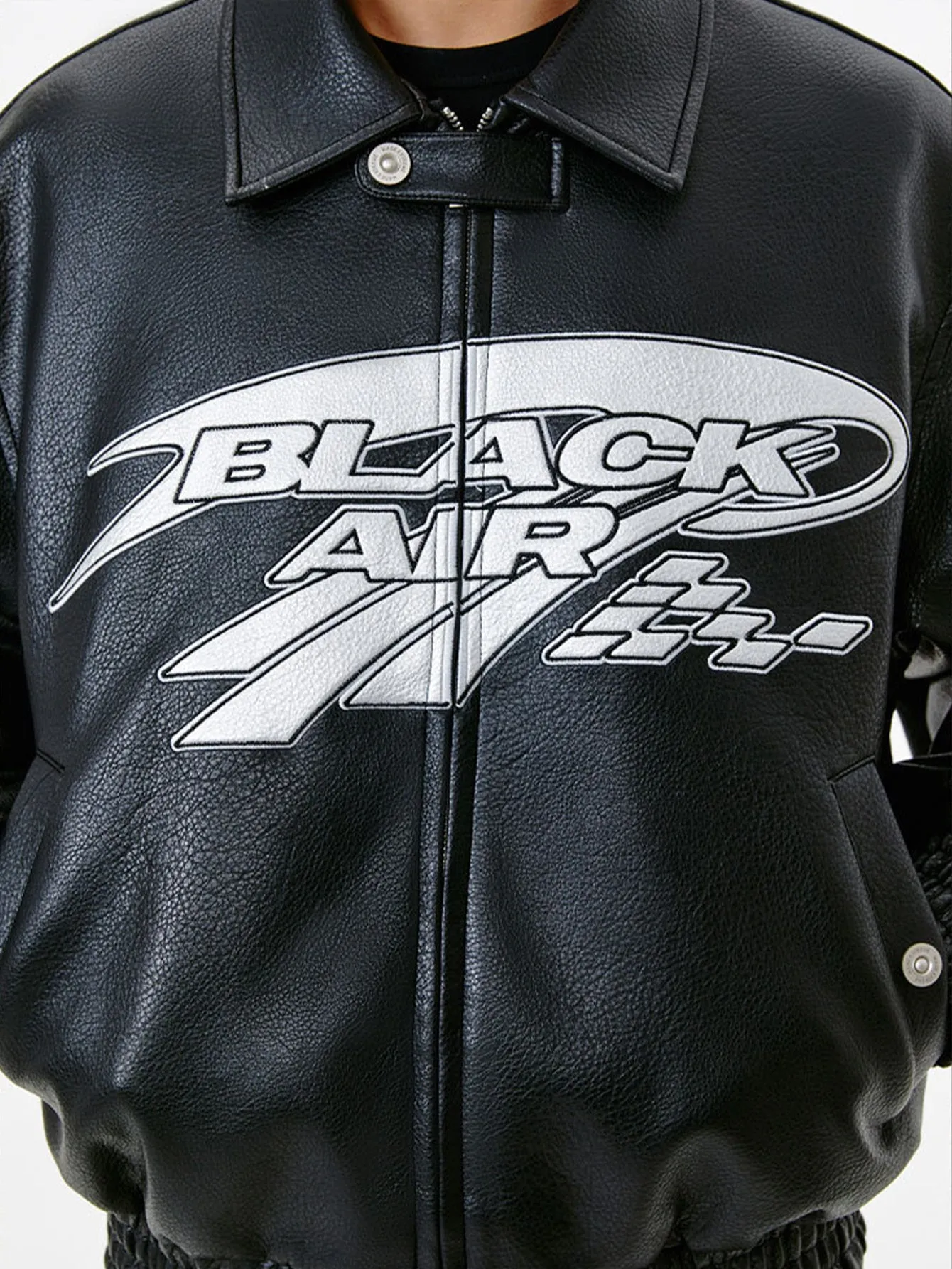 Black Air Techwear Leather Jacket sold by Hoooyi product image thumbnail 5