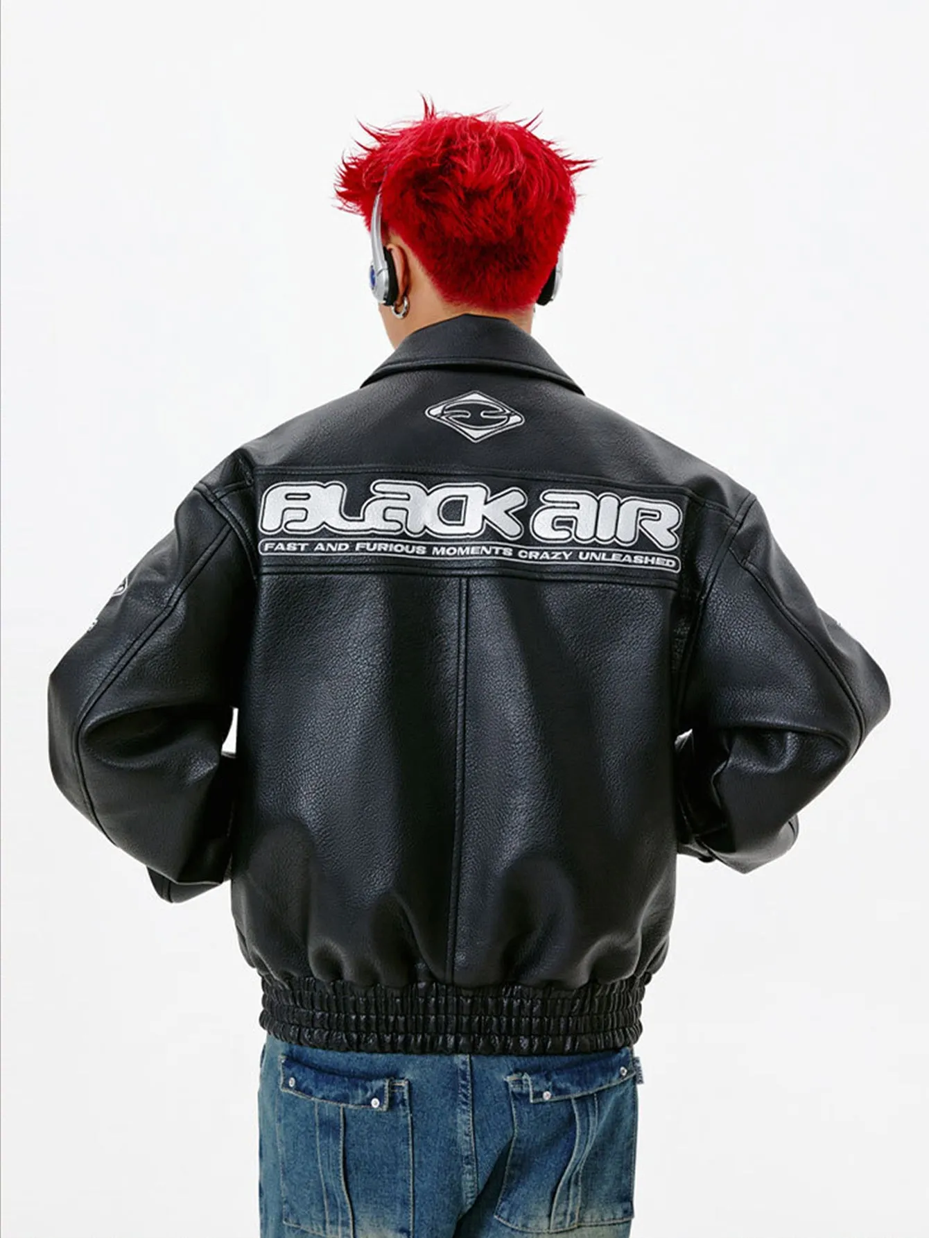 Black Air Techwear Leather Jacket sold by Hoooyi product image thumbnail 4