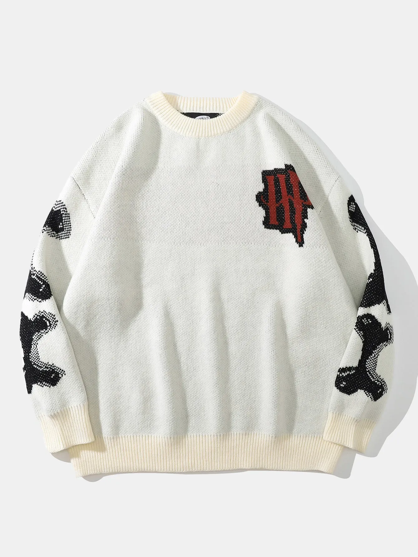 Skeleton Back Print Crew Neck Knit Sweater sold by Hoooyi product image thumbnail 4