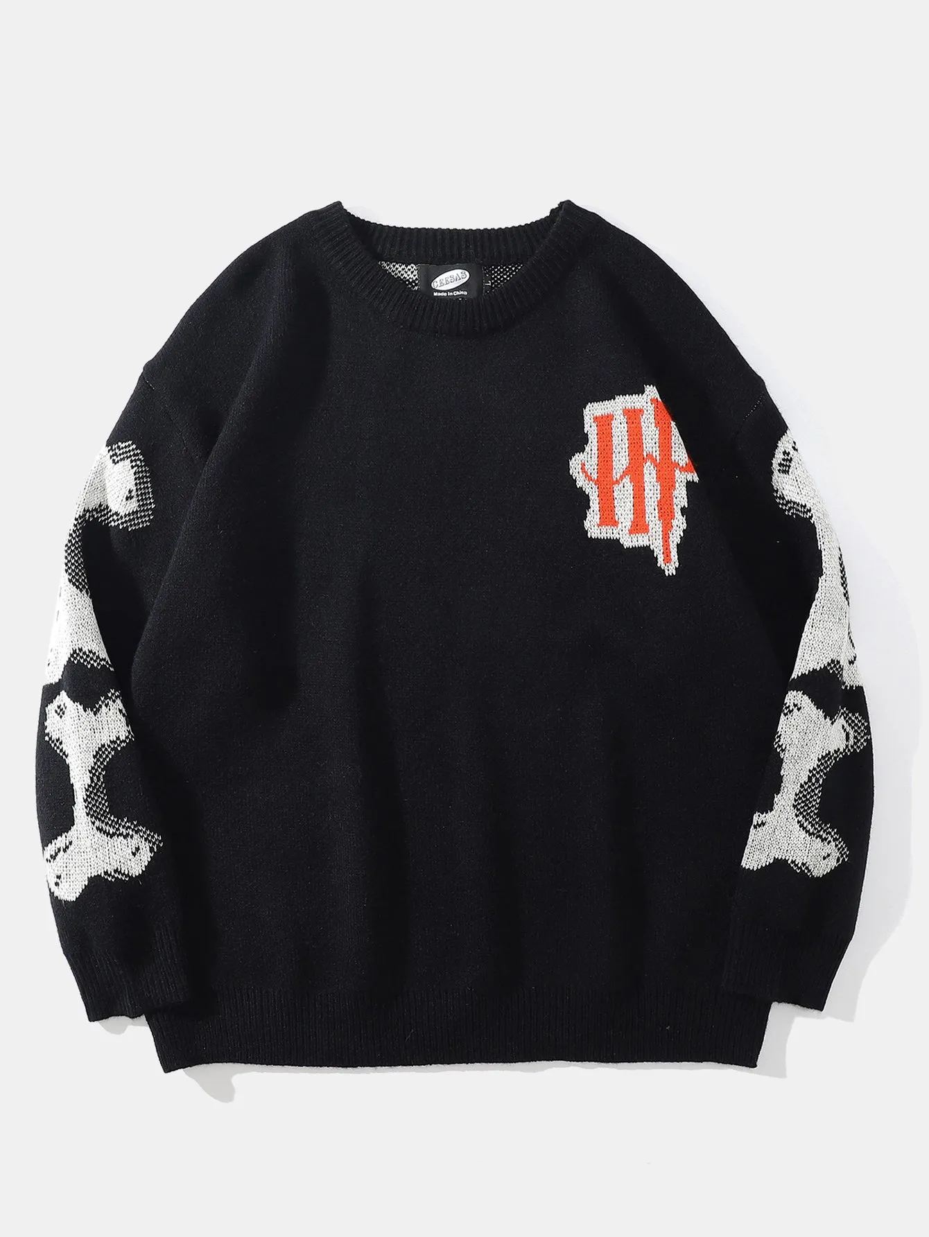 Skeleton Back Print Crew Neck Knit Sweater sold by Hoooyi product image thumbnail 2