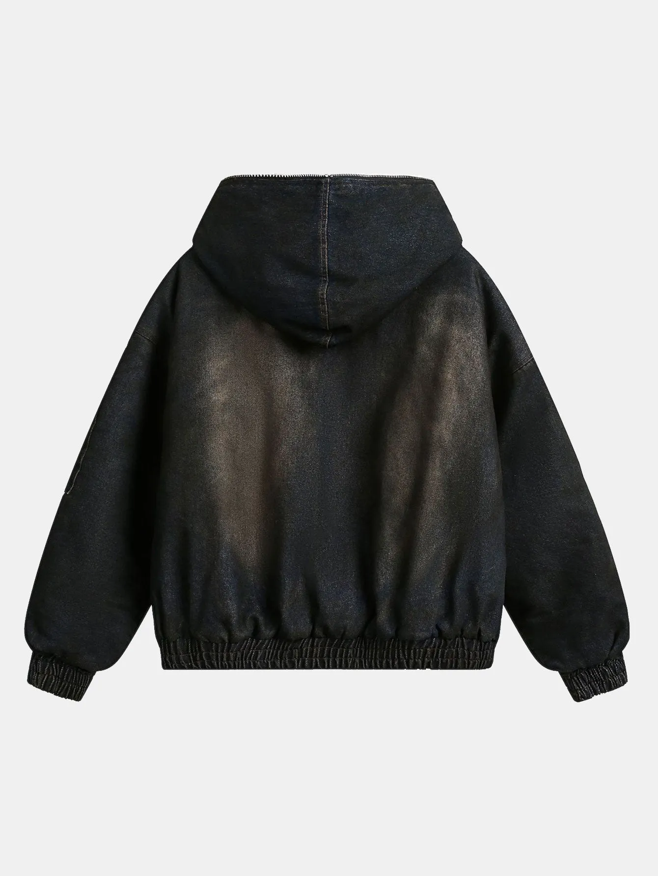 Boxy Faux Fur Collar Washed Denim Hooded Jacket sold by Hoooyi product image thumbnail 3