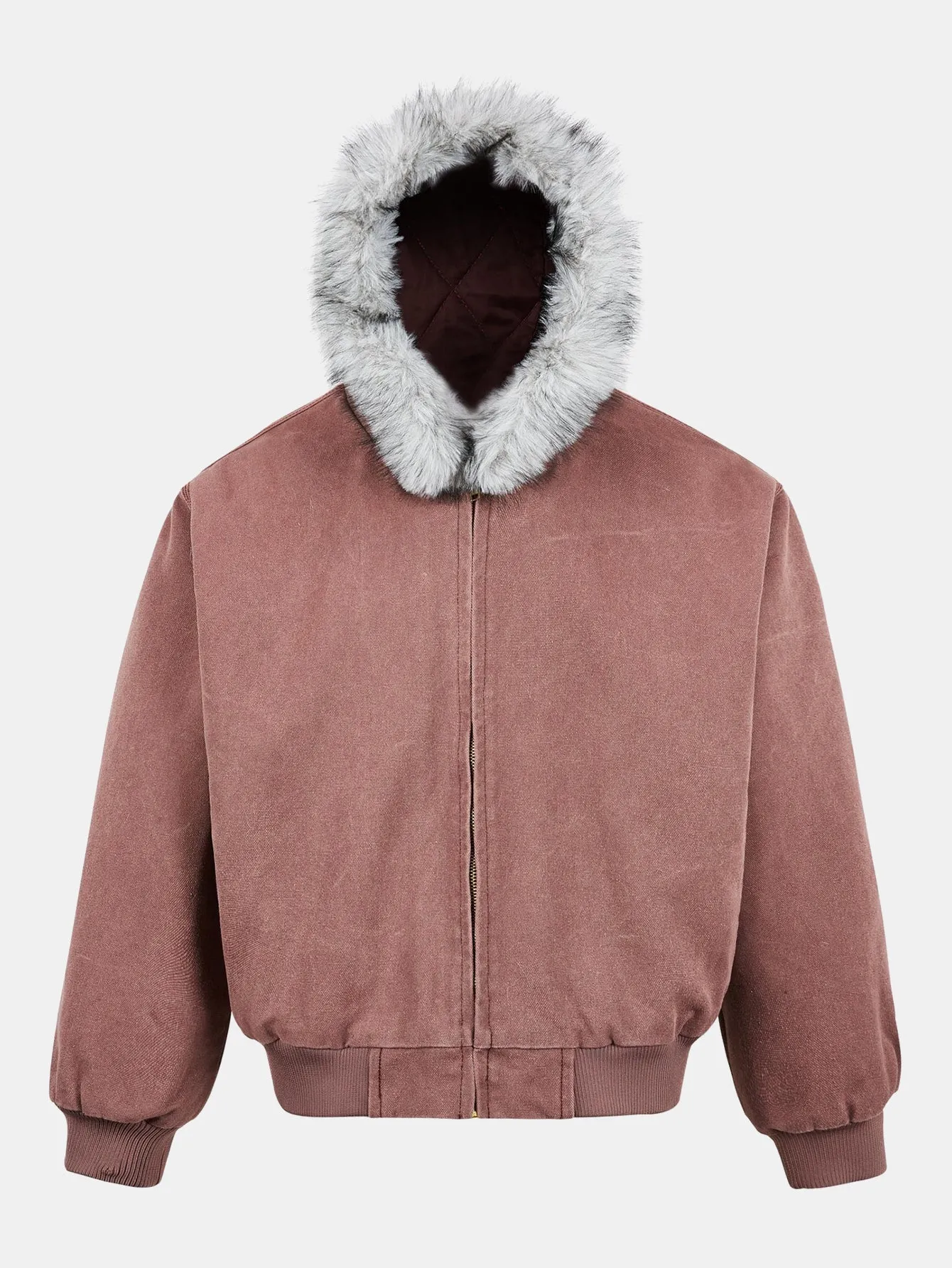 Boxy Faux Fur Collar Hooded Jacket sold by Hoooyi